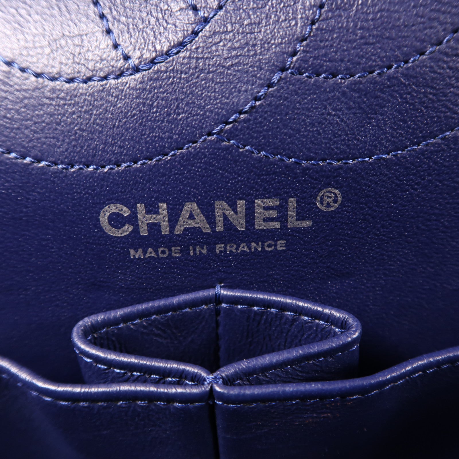 CHANEL CC SHW 2.55 Chain Shoulder Bag Calfskin Leather Navy
