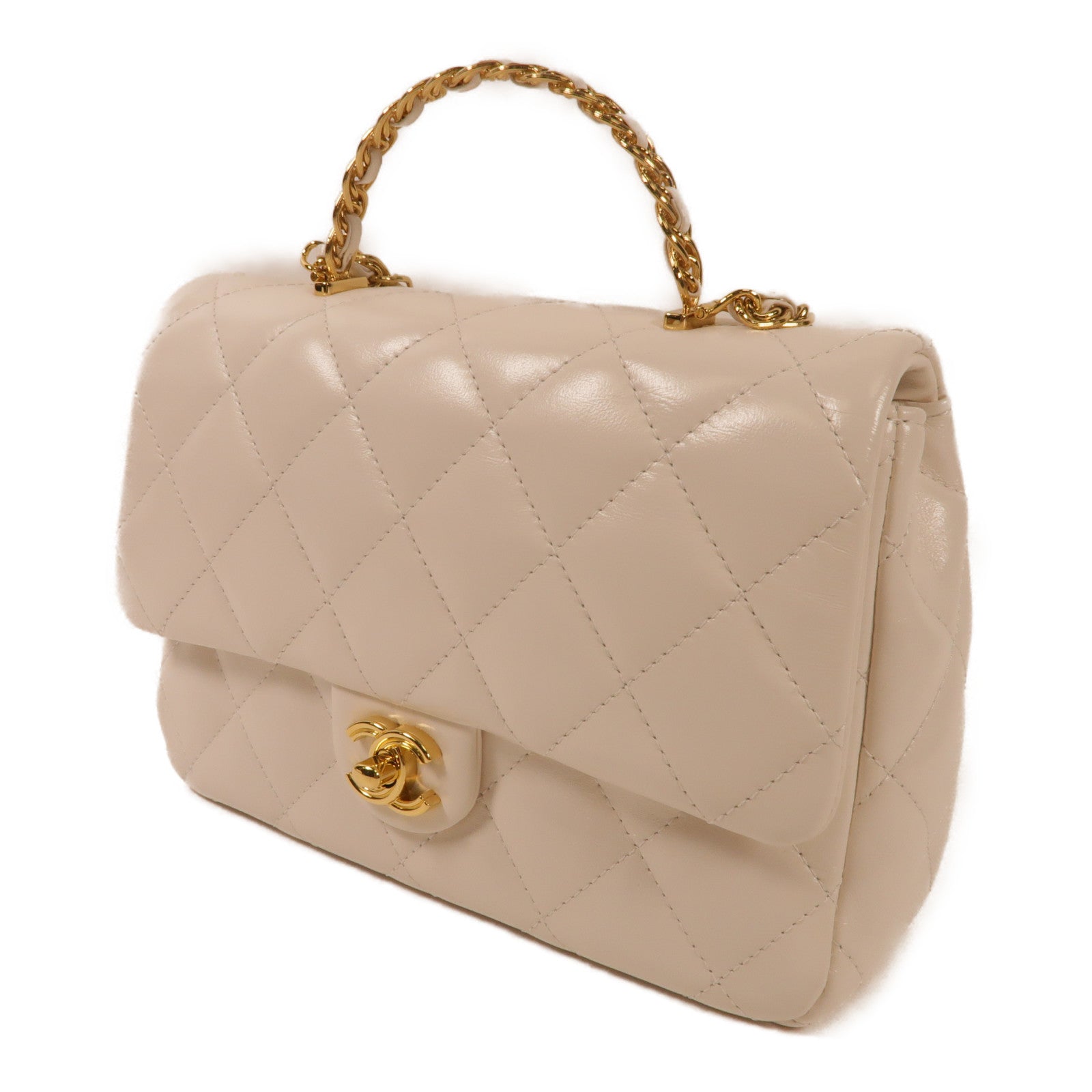 CHANEL 羊皮皮革Flap Bag金扣手挽肩背兩用袋