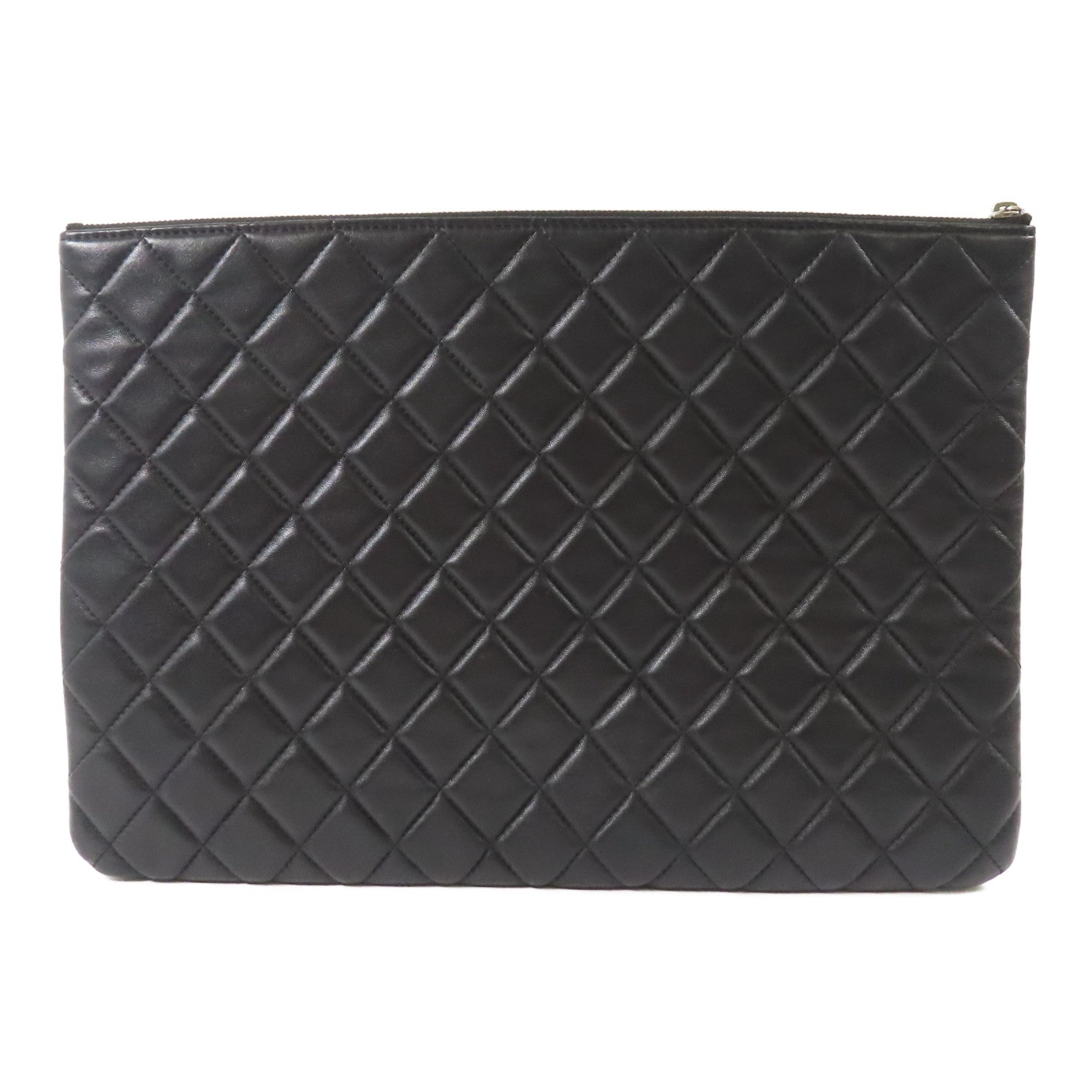CHANEL 羊皮皮革Clutch銀扣手拿包