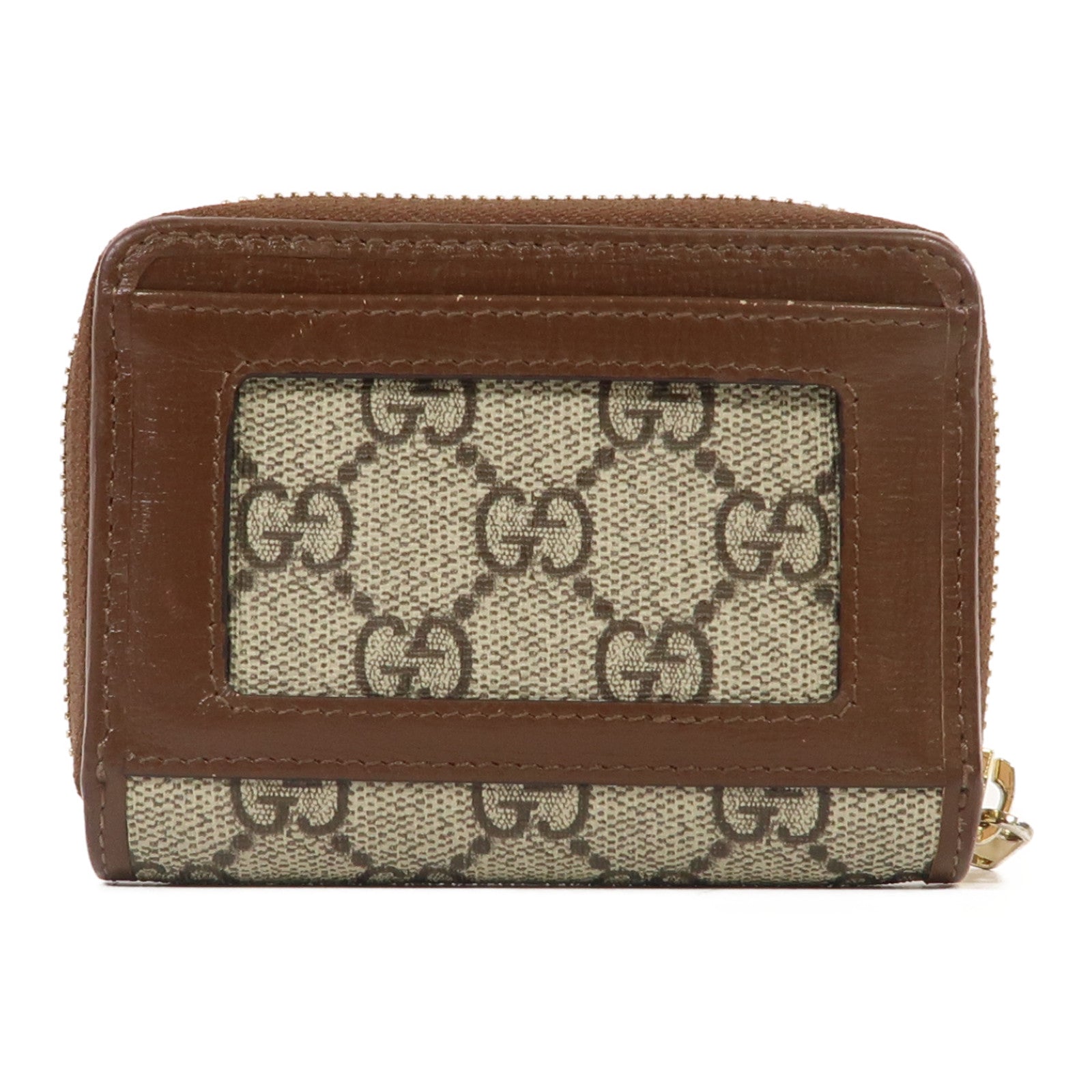 GUCCI 【激減優惠】塗層帆布Horsebit 1955 Card Case金扣卡片套啡色