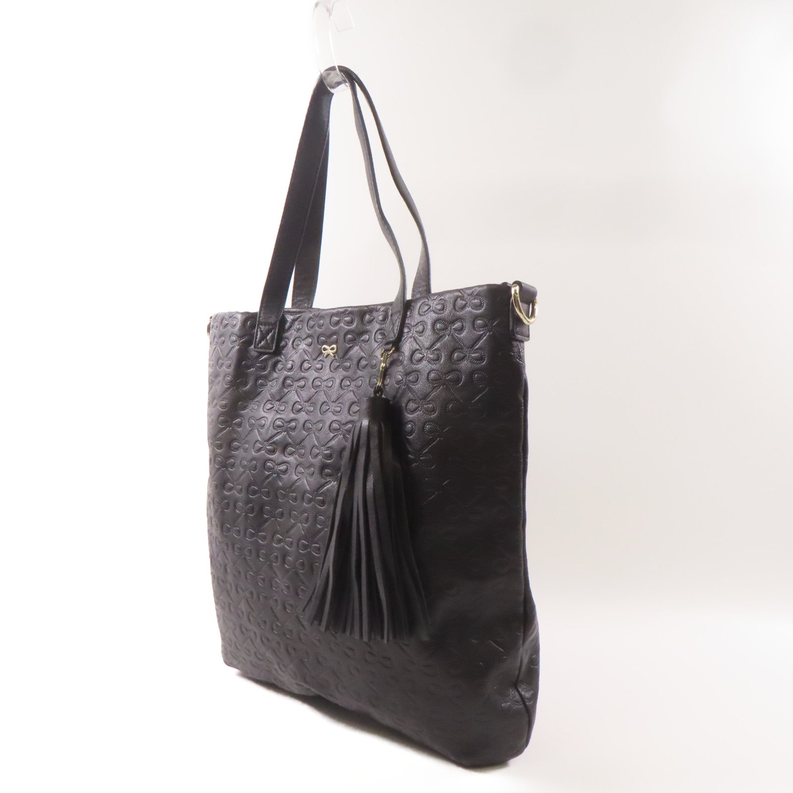 ANYA HINDMARCH 牛皮皮革Hand Bag手挽肩背兩用袋黑色