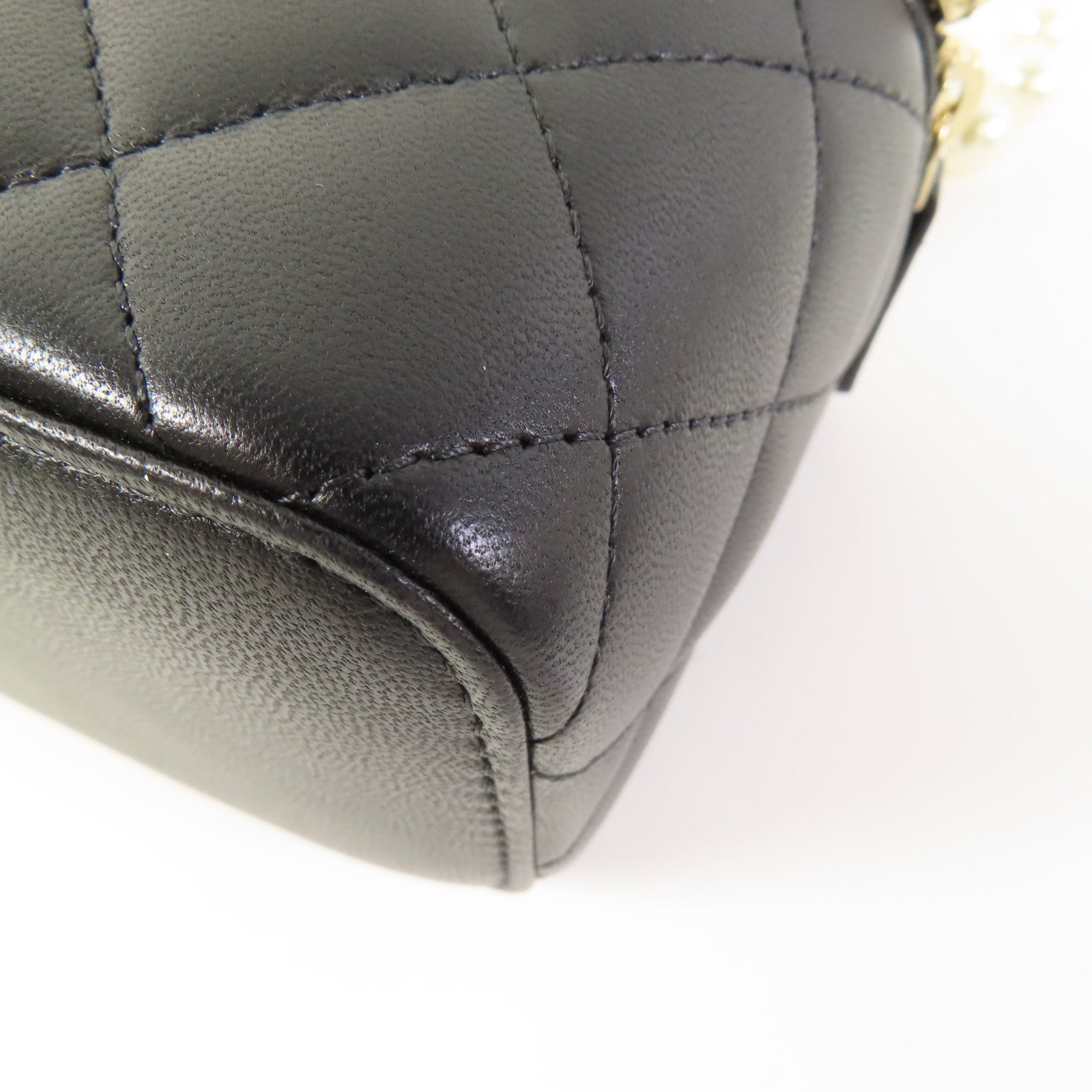 CHANEL CC GHW Mini Vanity Case Shoulder Bag Lambskin Leather Black