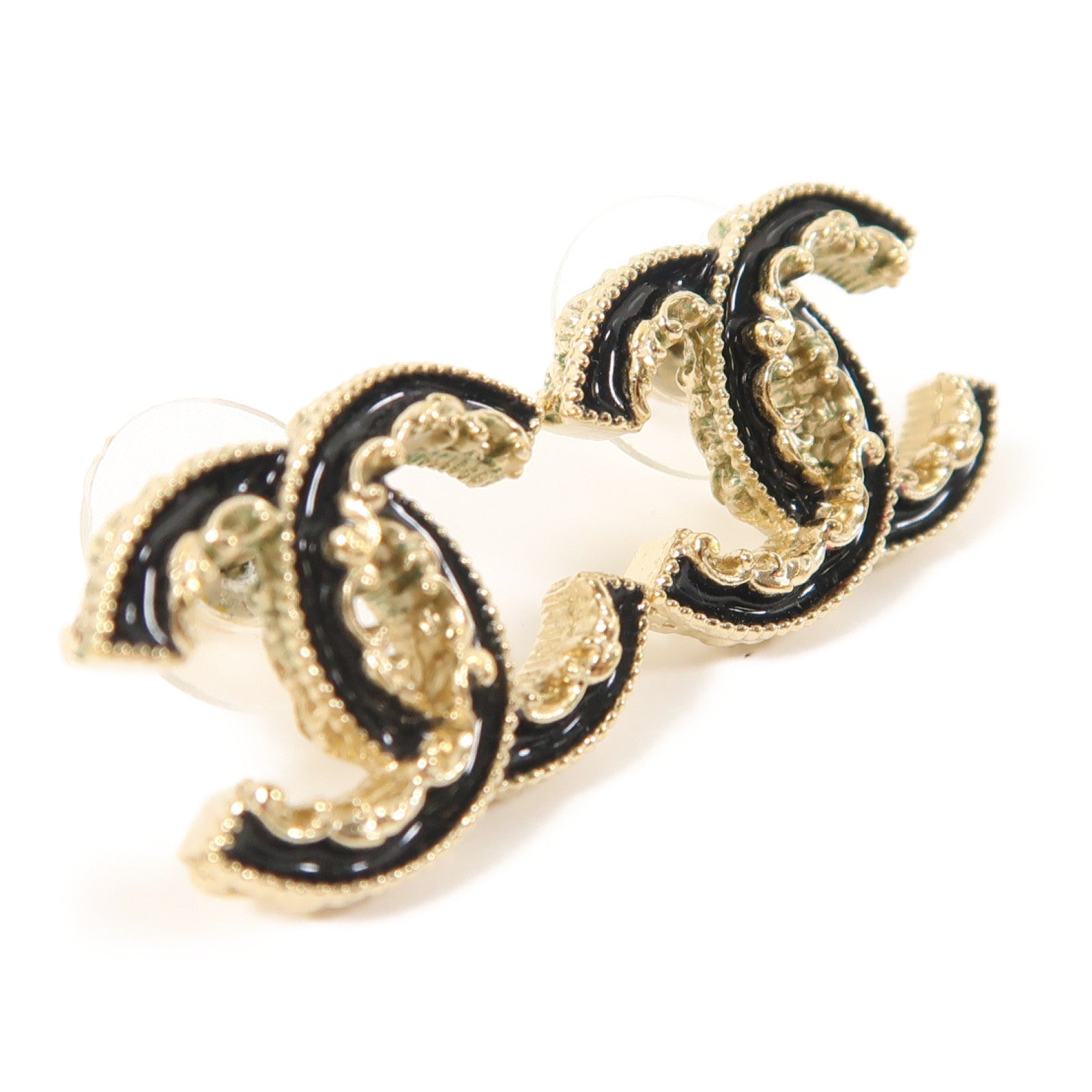 CHANEL 金屬Earrings耳環黑色/金色