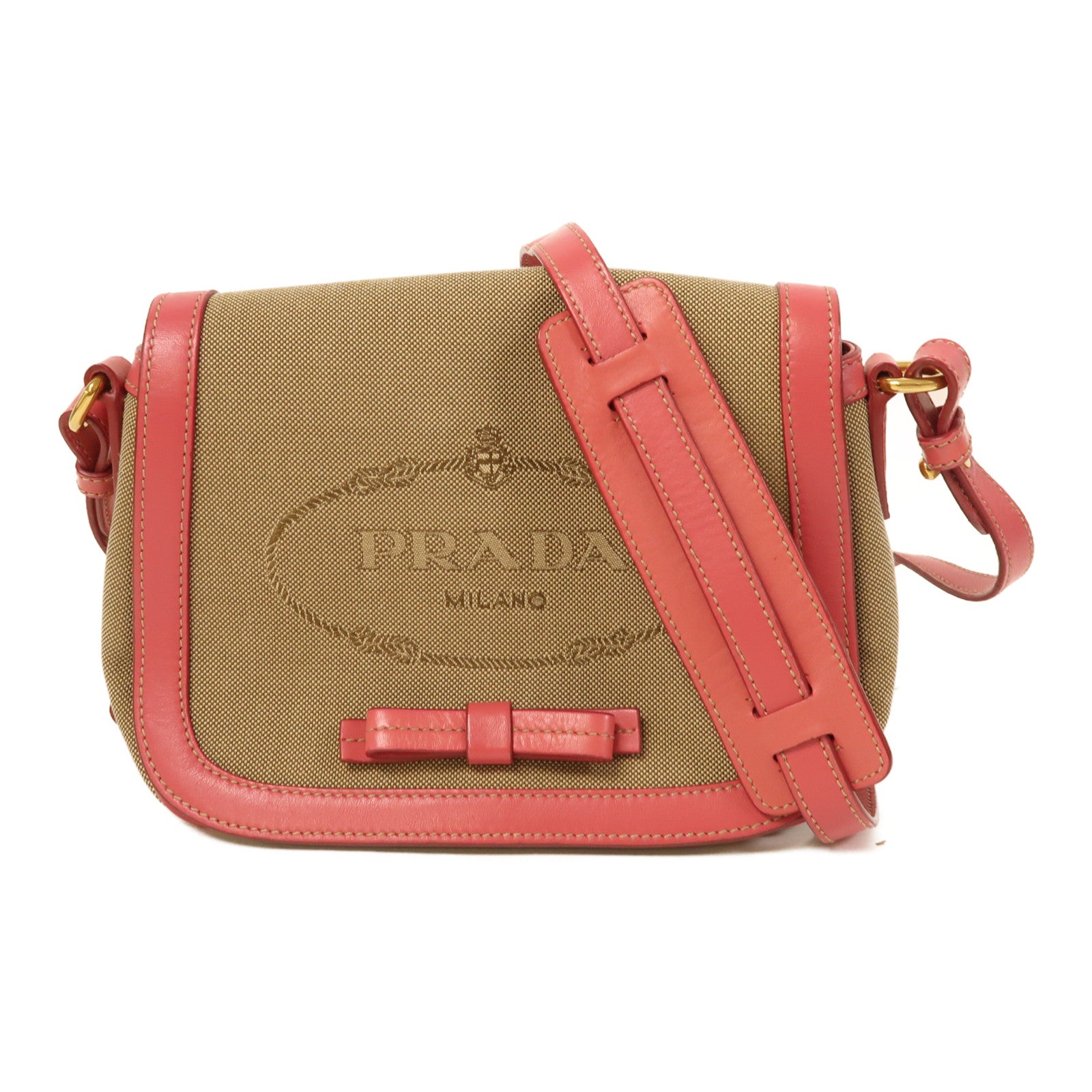 PRADA 帆布Corsaire Cloth Crossbody金扣肩背袋