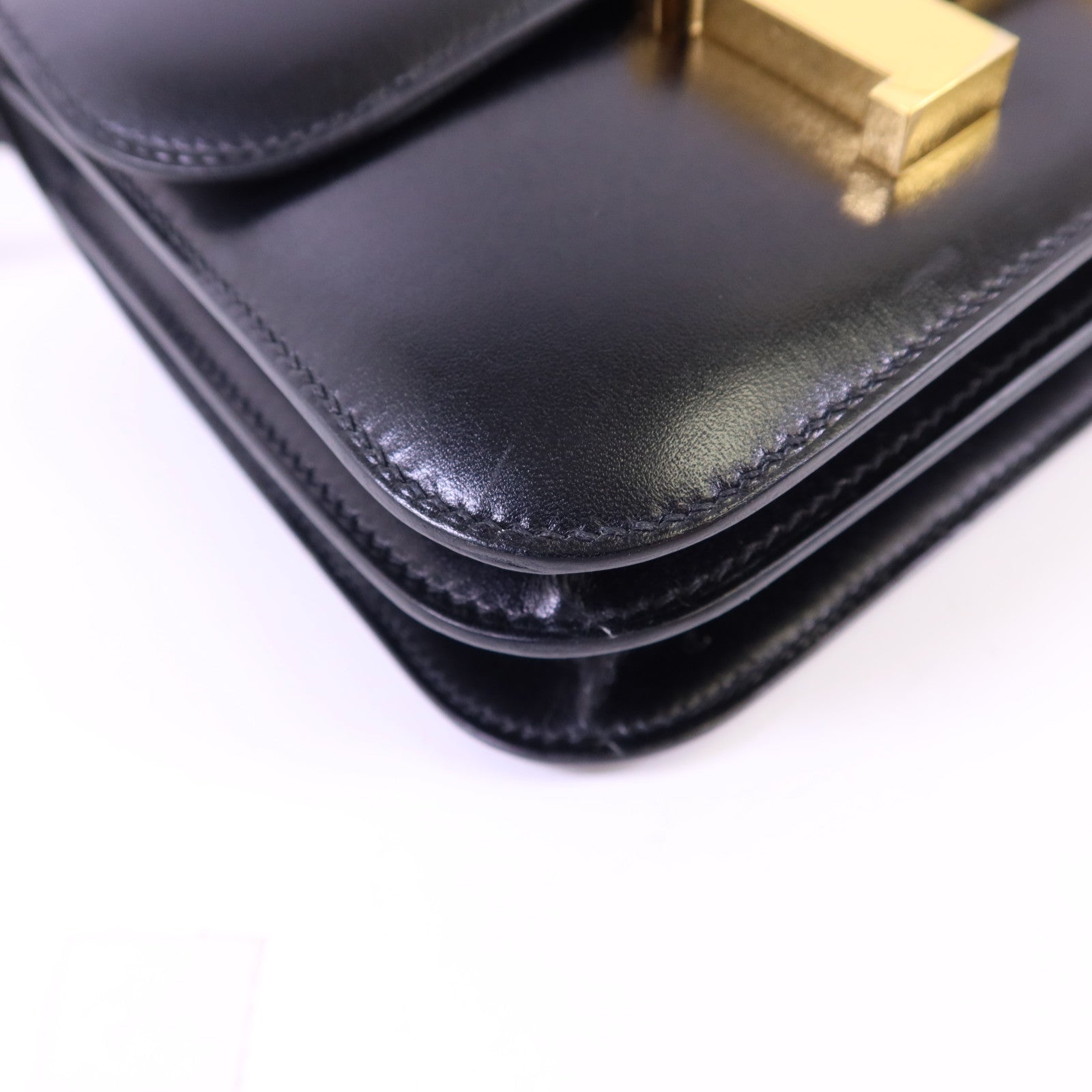 HERMES 【激減優惠】Box Calf皮革Constance Mini金扣肩背袋Noir