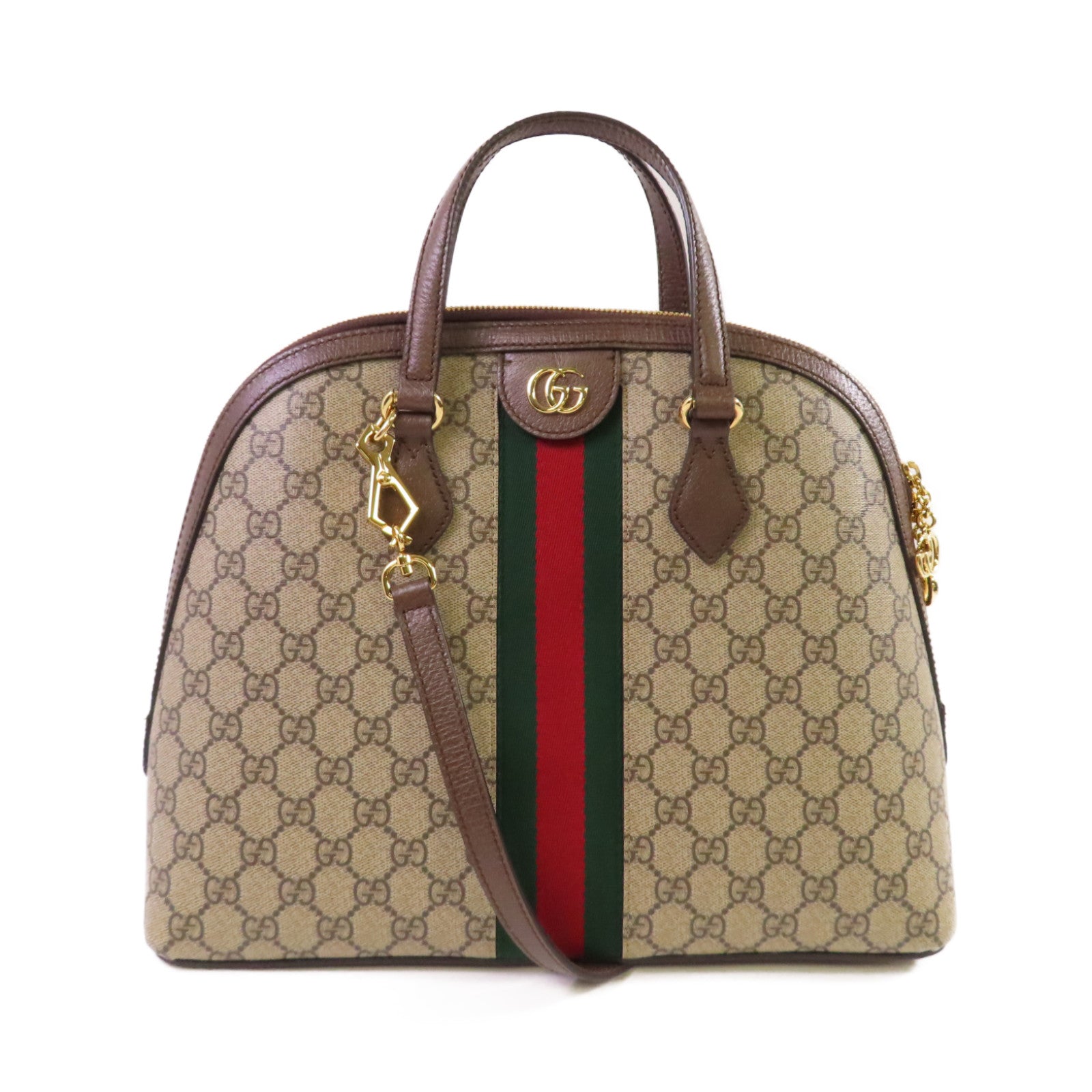 GUCCI 塗層帆布Ophidia GG 2Way Shoulder Bag金扣手挽肩背兩用袋啡色