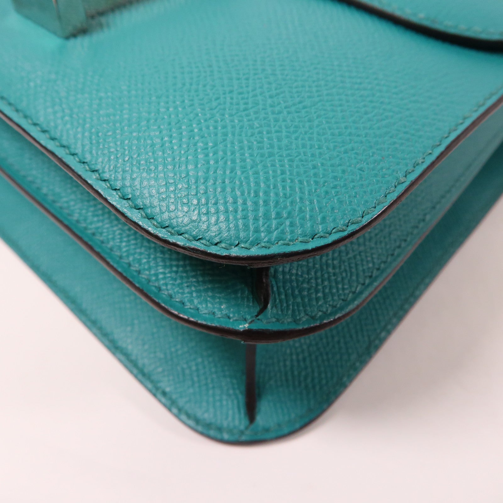 HERMES Epsom皮革Constance 24銀扣肩背袋綠色