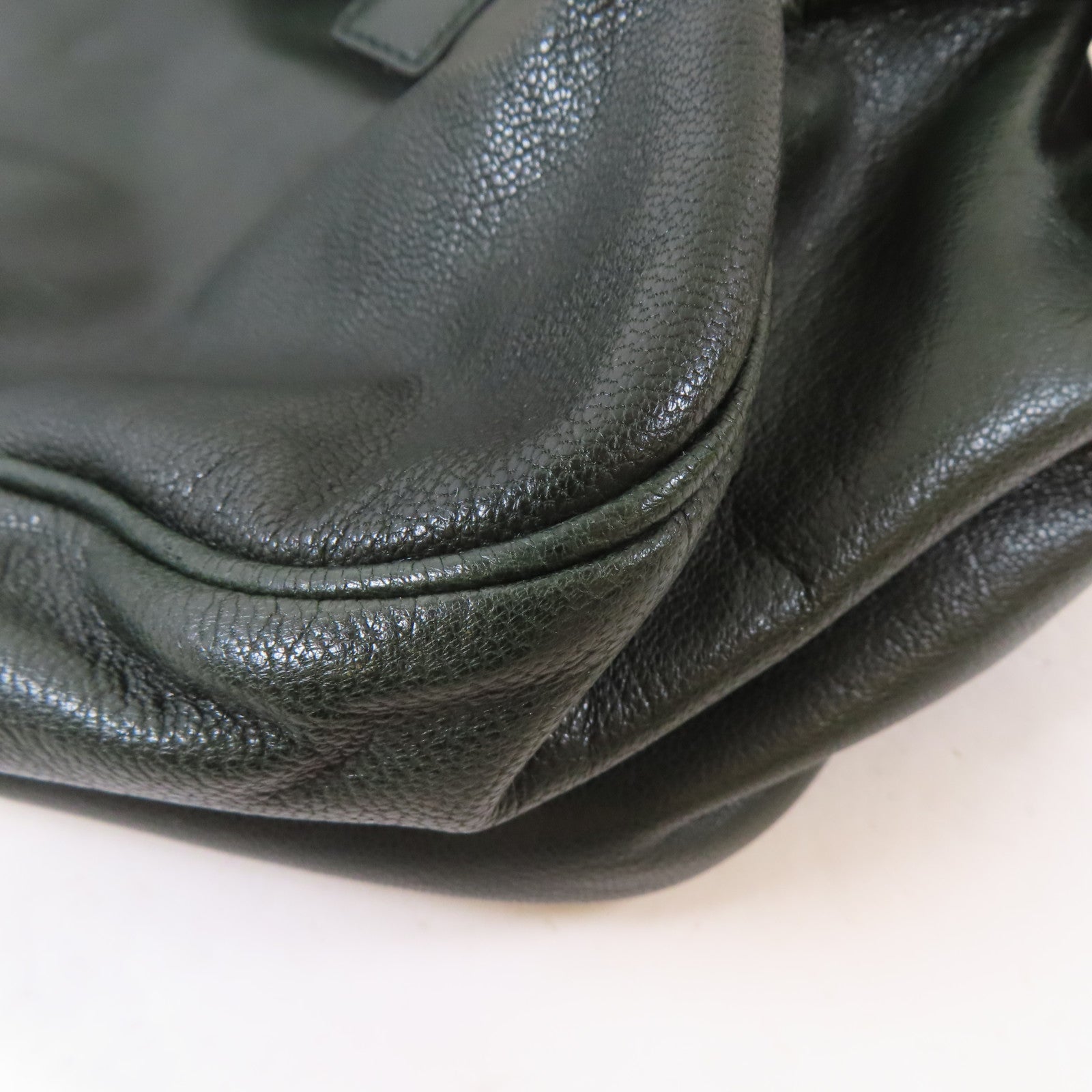 YVES SAINT LAURENT 【激減優惠】牛皮皮革Handbag金扣手挽袋深綠色