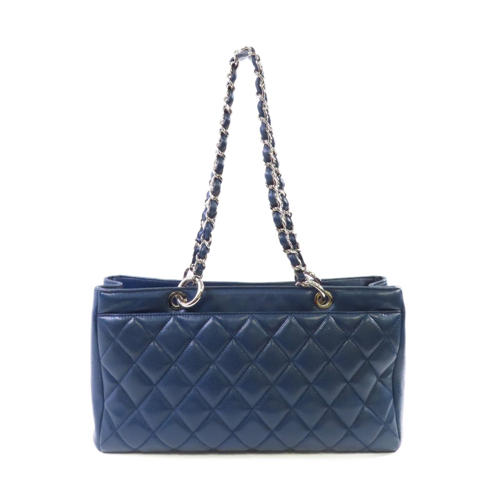CHANEL 【激減優惠】菱格牛皮皮革Chain Shoulder Bag銀扣鏈帶肩背袋寶藍色