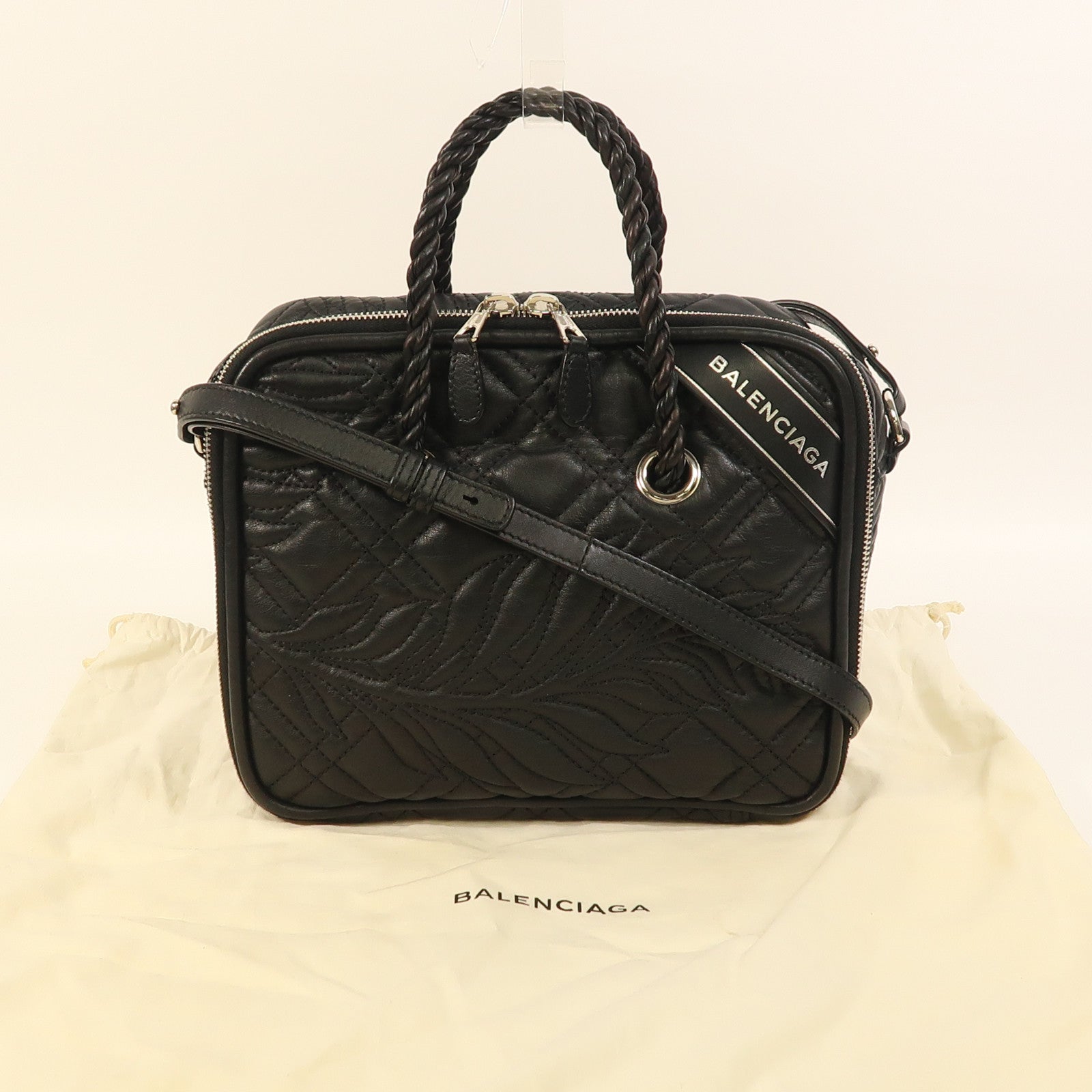 BALENCIAGA 牛皮皮革Blanket Square銀扣手挽肩背兩用袋