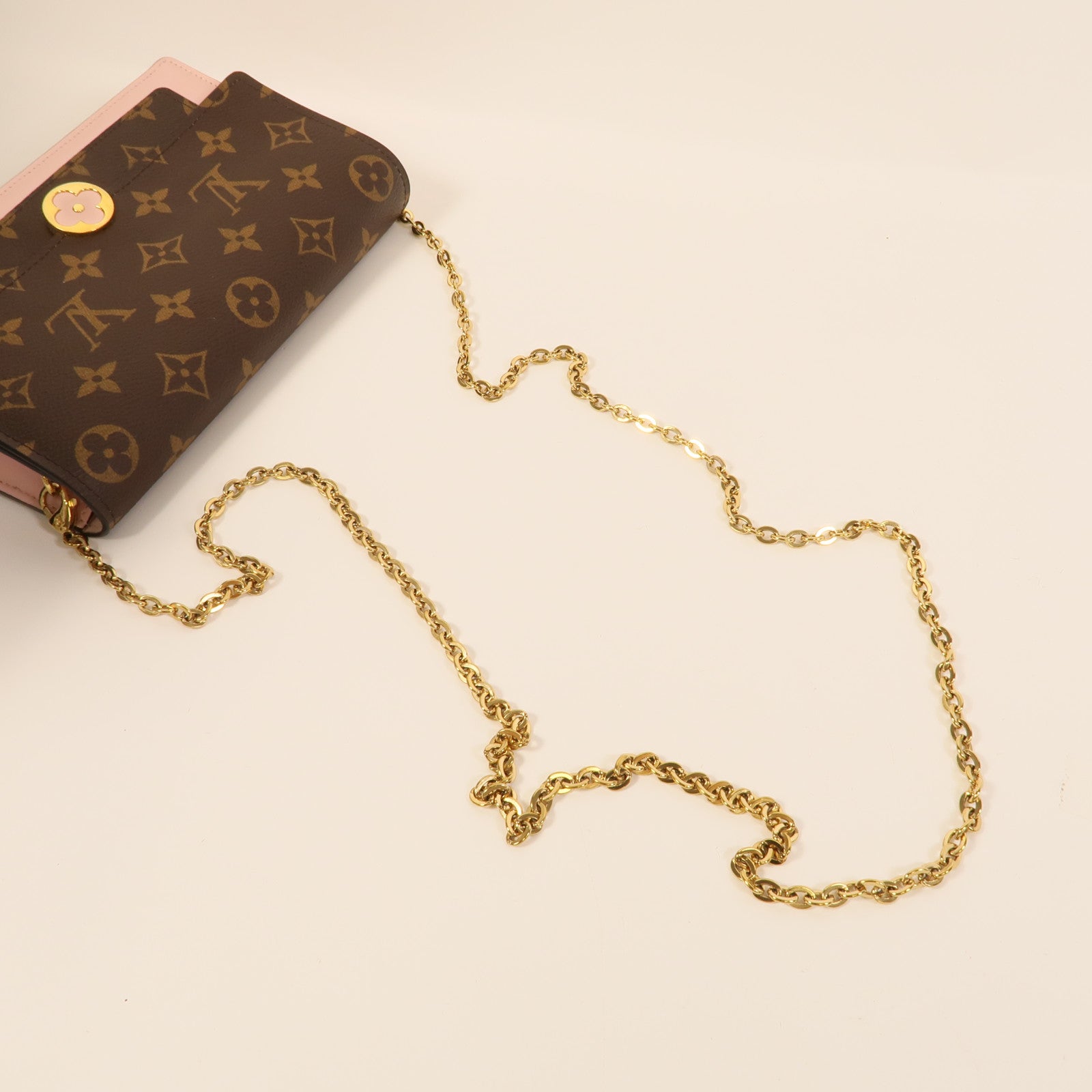 LOUIS VUITTON Monogram Flore Chain Wallet金扣鏈帶肩背袋