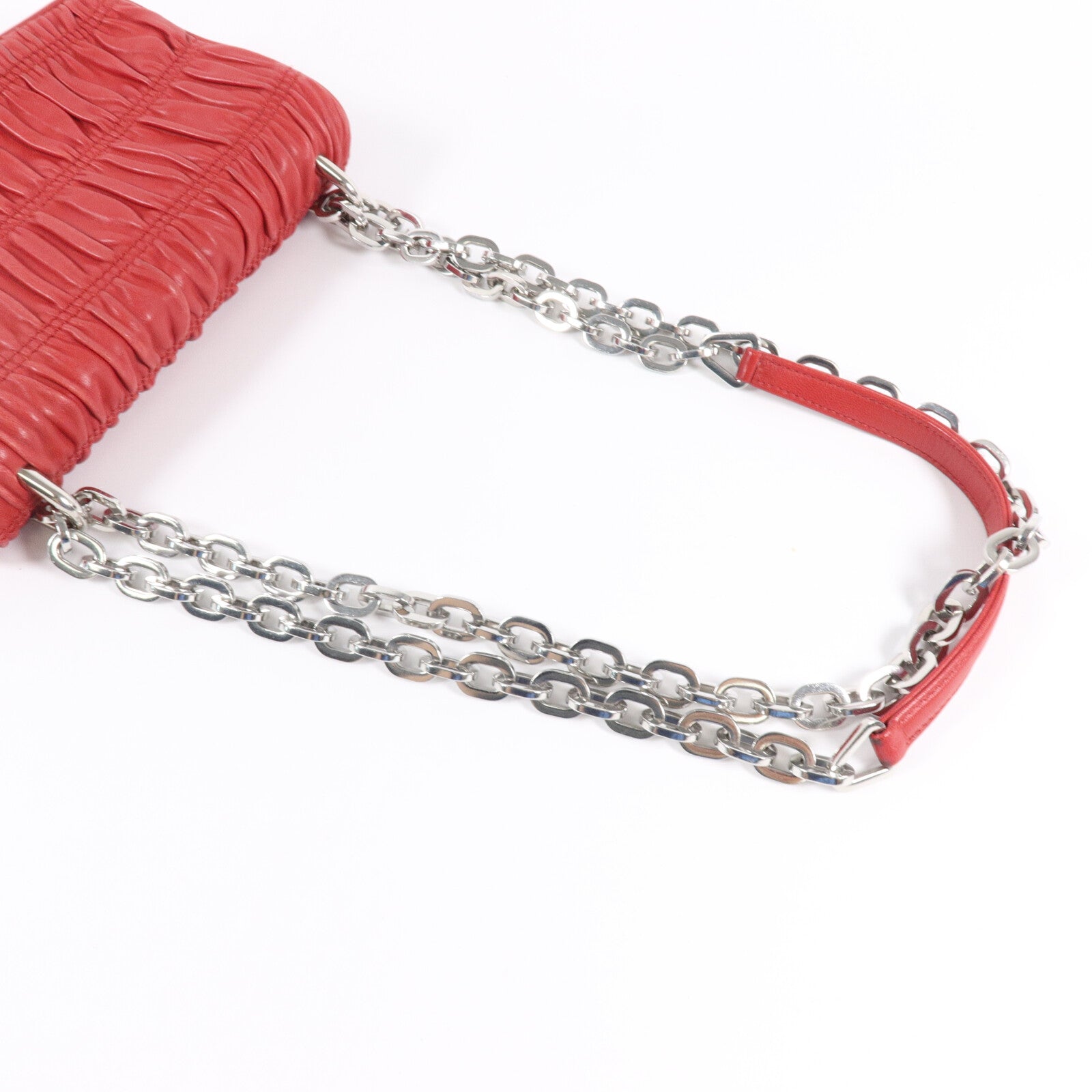 PRADA 羊皮皮革Chain Shoulder鏈帶手挽袋