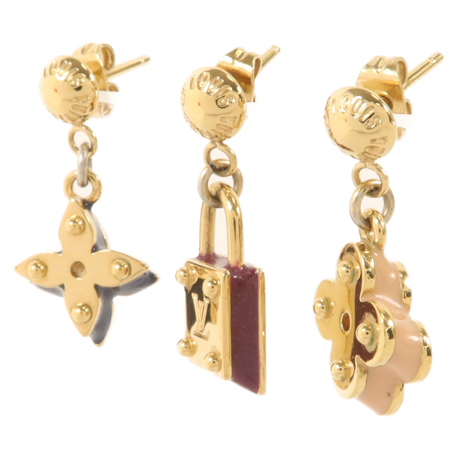 LOUIS VUITTON 銅/琺瑯Monogram Sweet Charms Earrings Set耳環