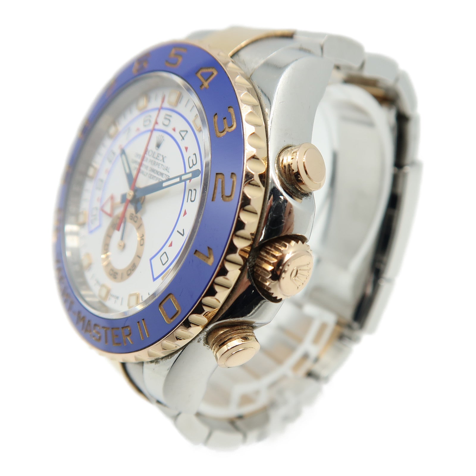 ROLEX 【激減優惠】18K玫瑰金Yacht Master II 44mm不鏽鋼手錶自動機芯白色/藍色