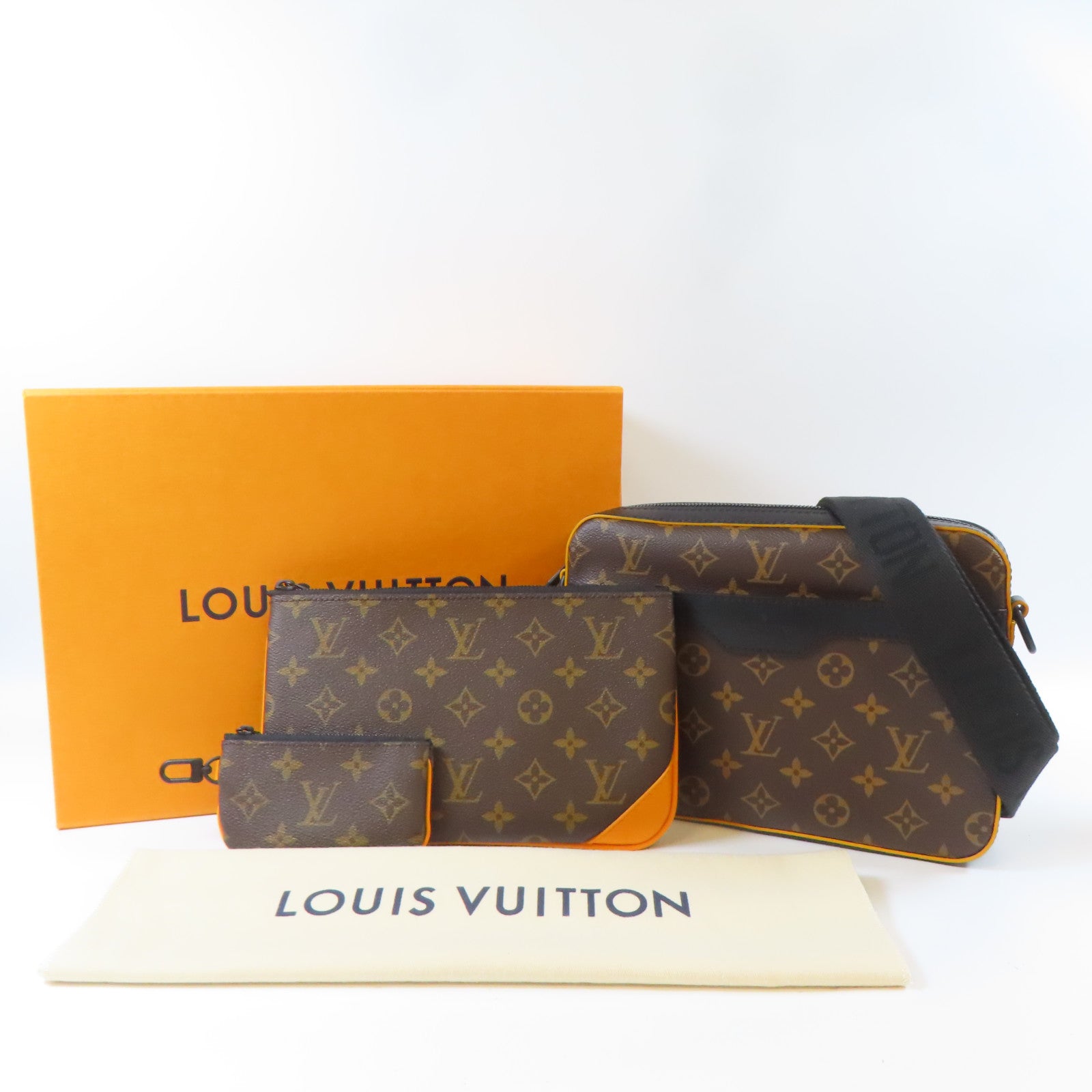 LOUIS VUITTON Monogram Trio肩背袋黑色/啡色