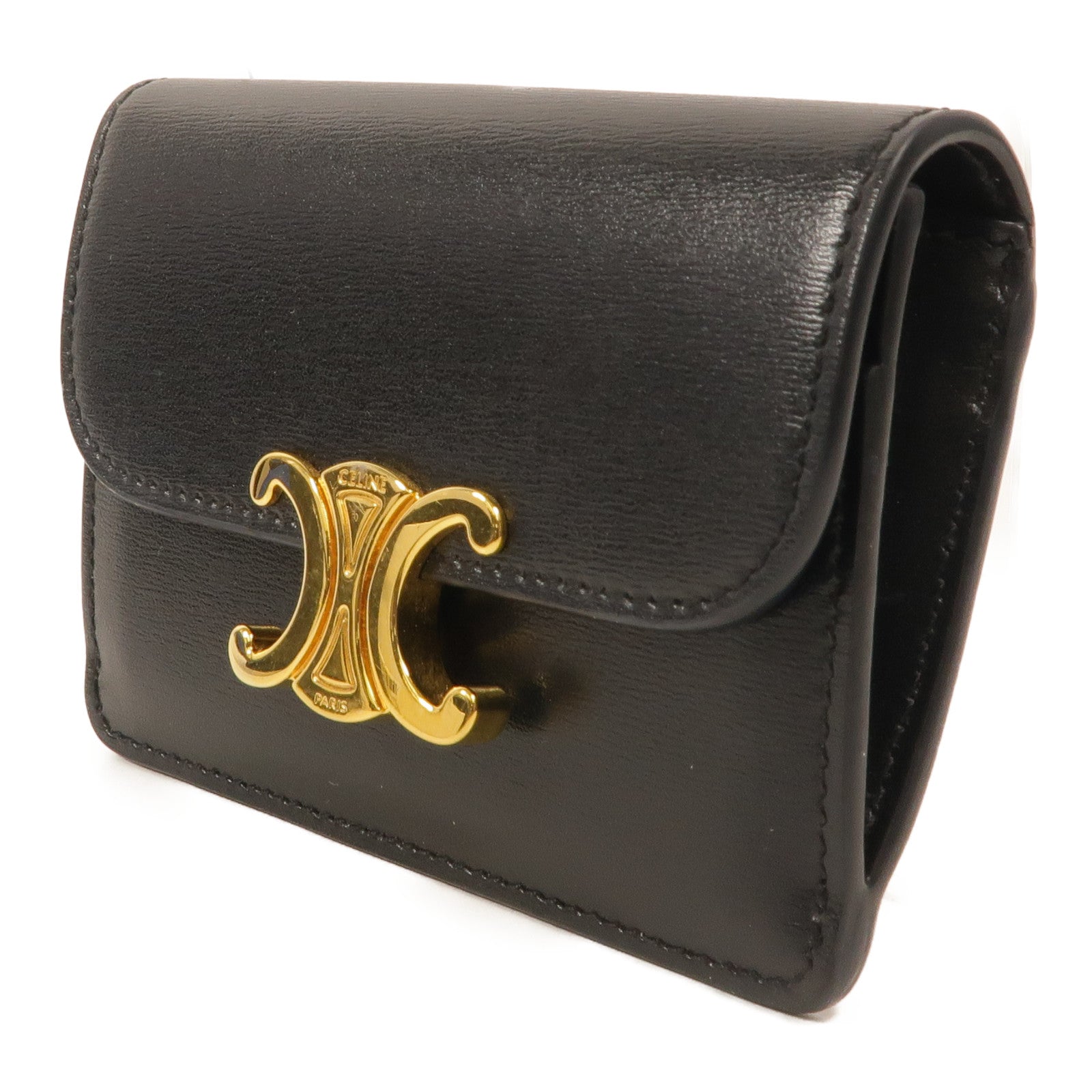 CELINE 牛皮皮革Card Holder With Flap Triomphe卡片套