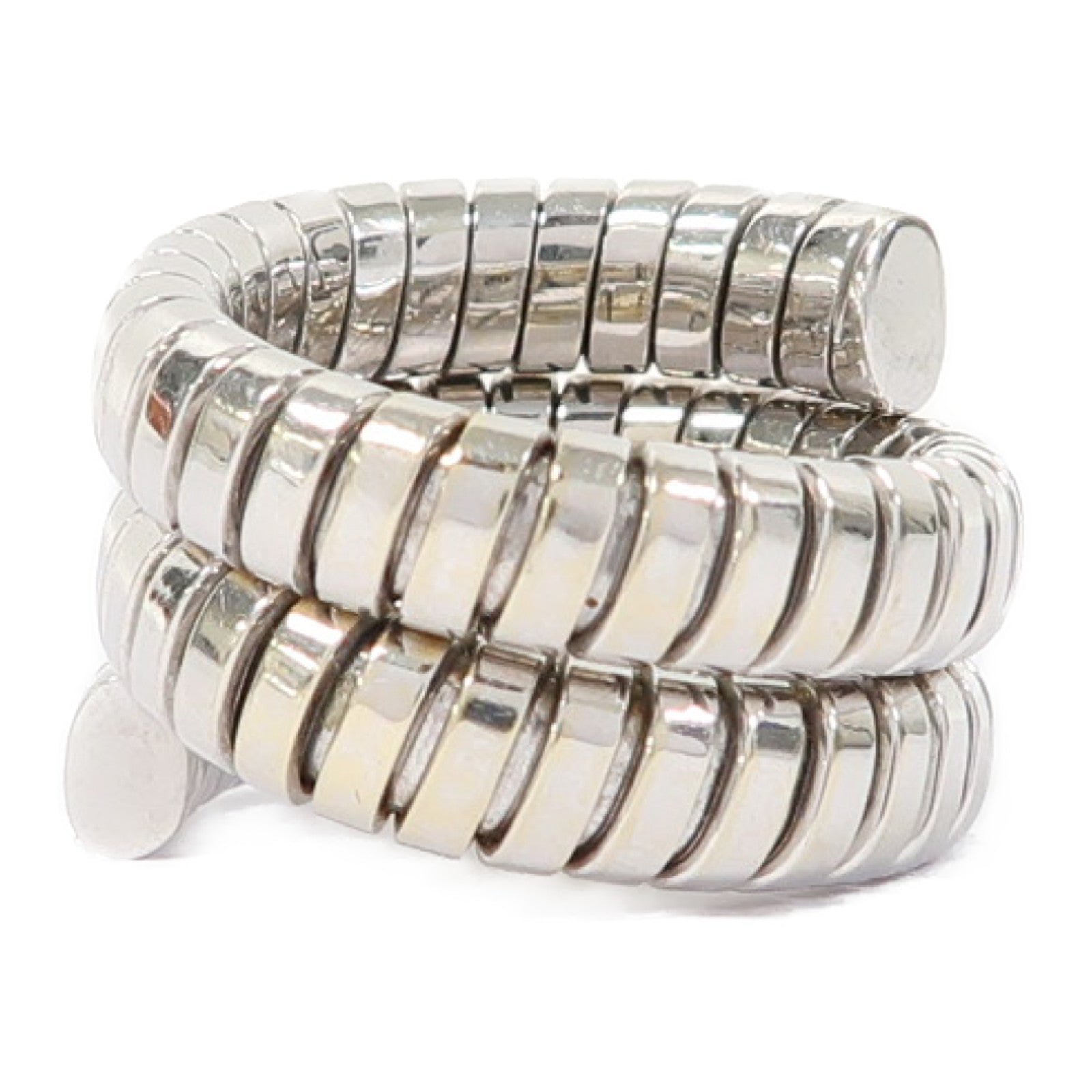 BVLGARI 18K白金Tubogas Ring戒指US#5.75