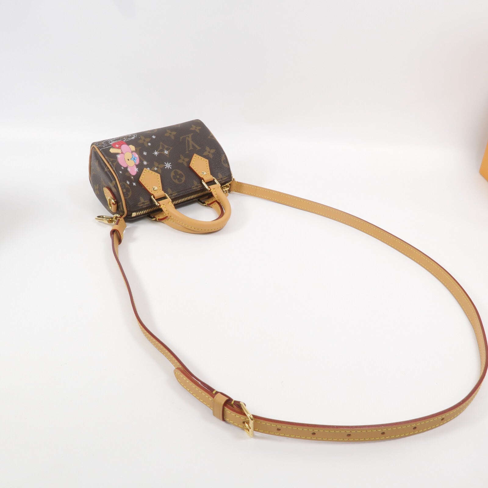 LOUIS VUITTON Monogram Vivienne Nano Speedy金扣手挽肩背兩用袋