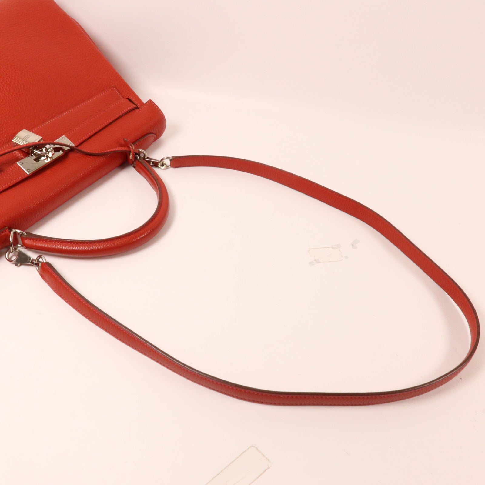HERMES Clemence皮革Kelly 32手挽肩背兩用袋Rouge H
