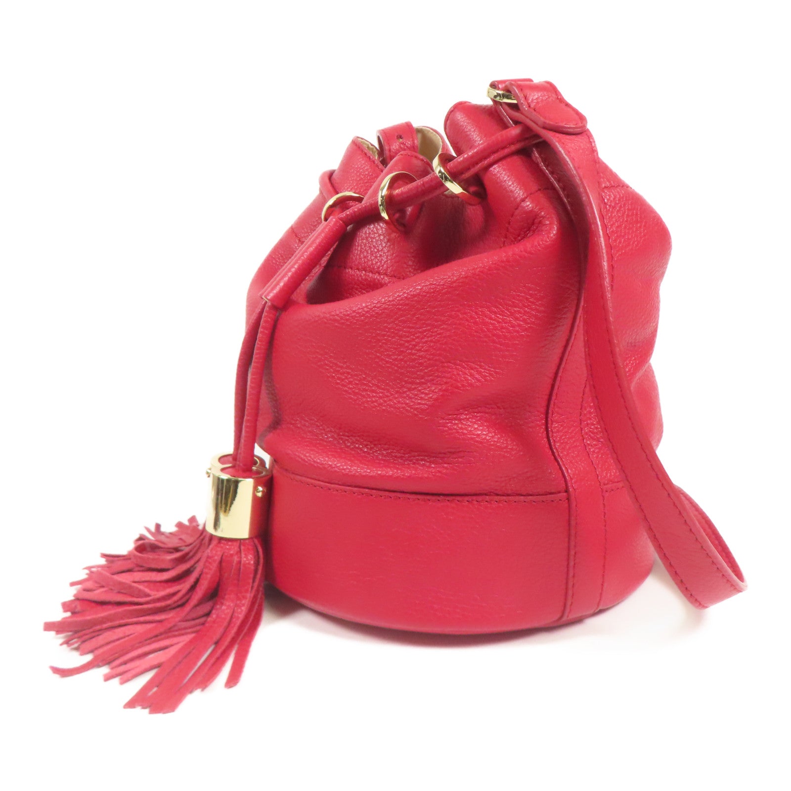 SEE BY CHLOE GHW Shoulder Bag Calfskin Leather Red