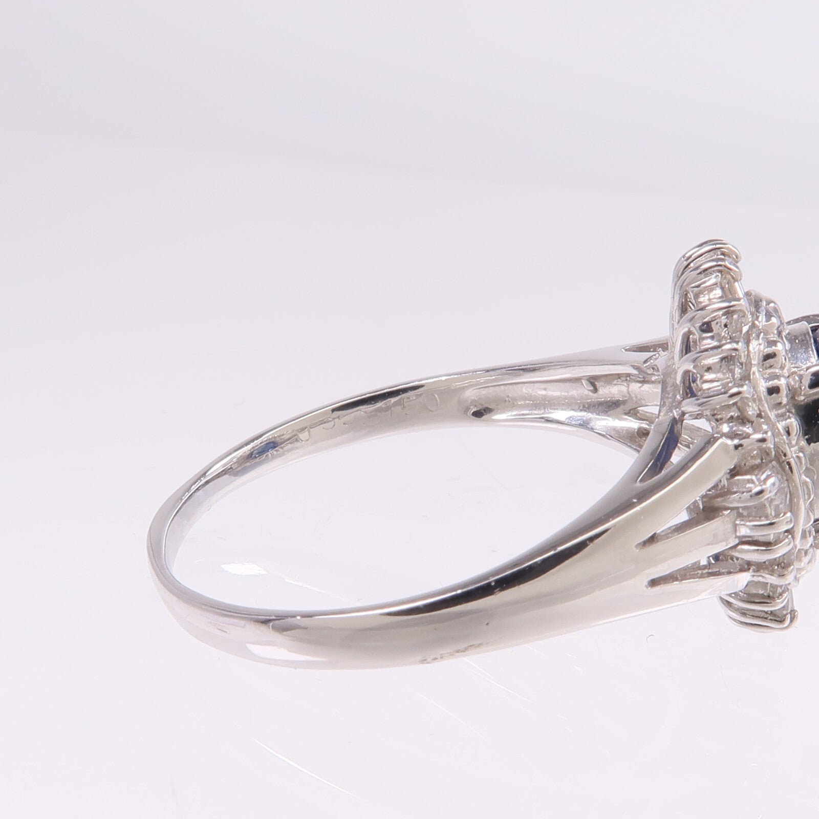 JEWELRY PT900鉑金Sapphire Diamond Ring藍寶石/鑽石戒指US#8