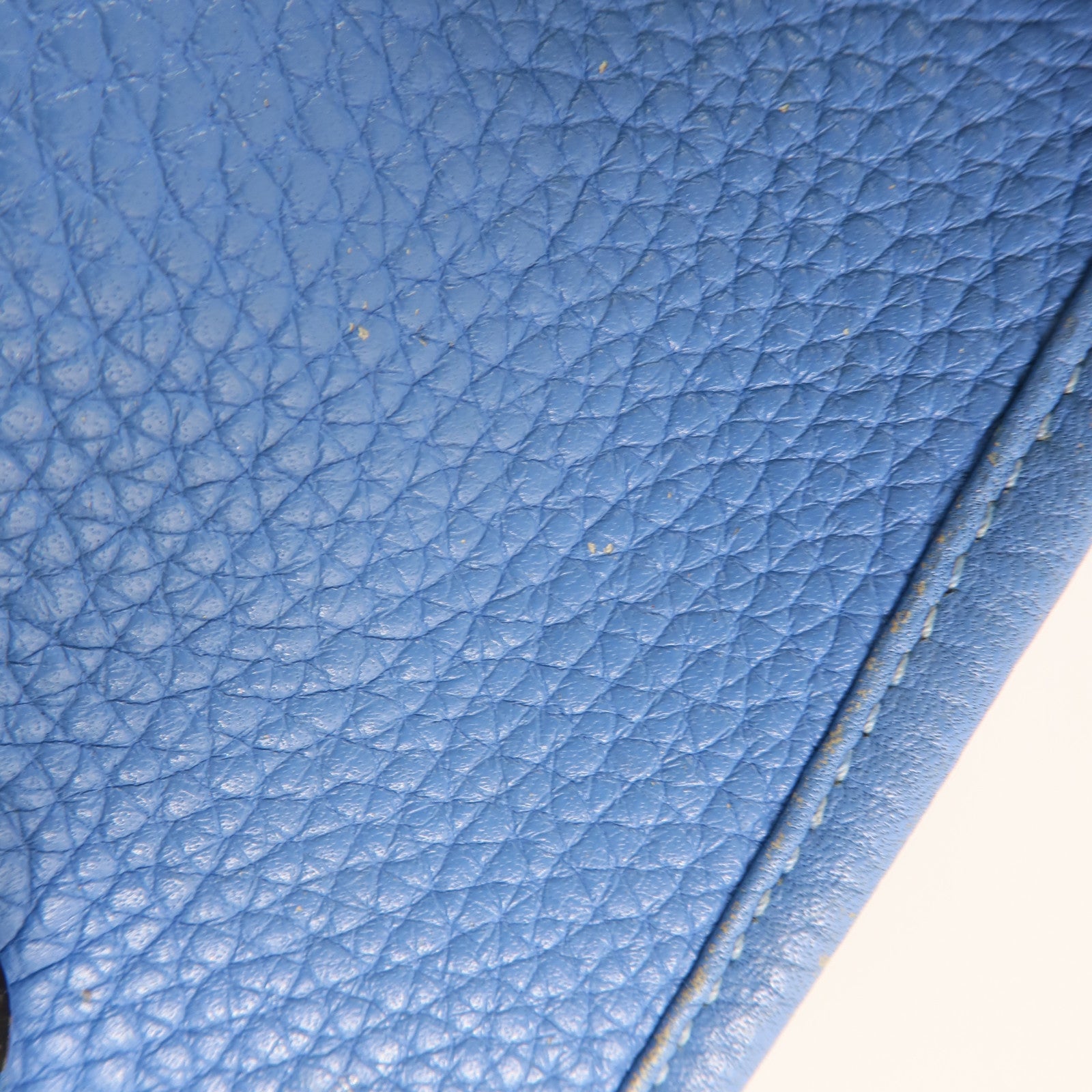 HERMES PHW Evelyne PM Shoulder Bag Taurillon Clemence Leather Bleu Paradis