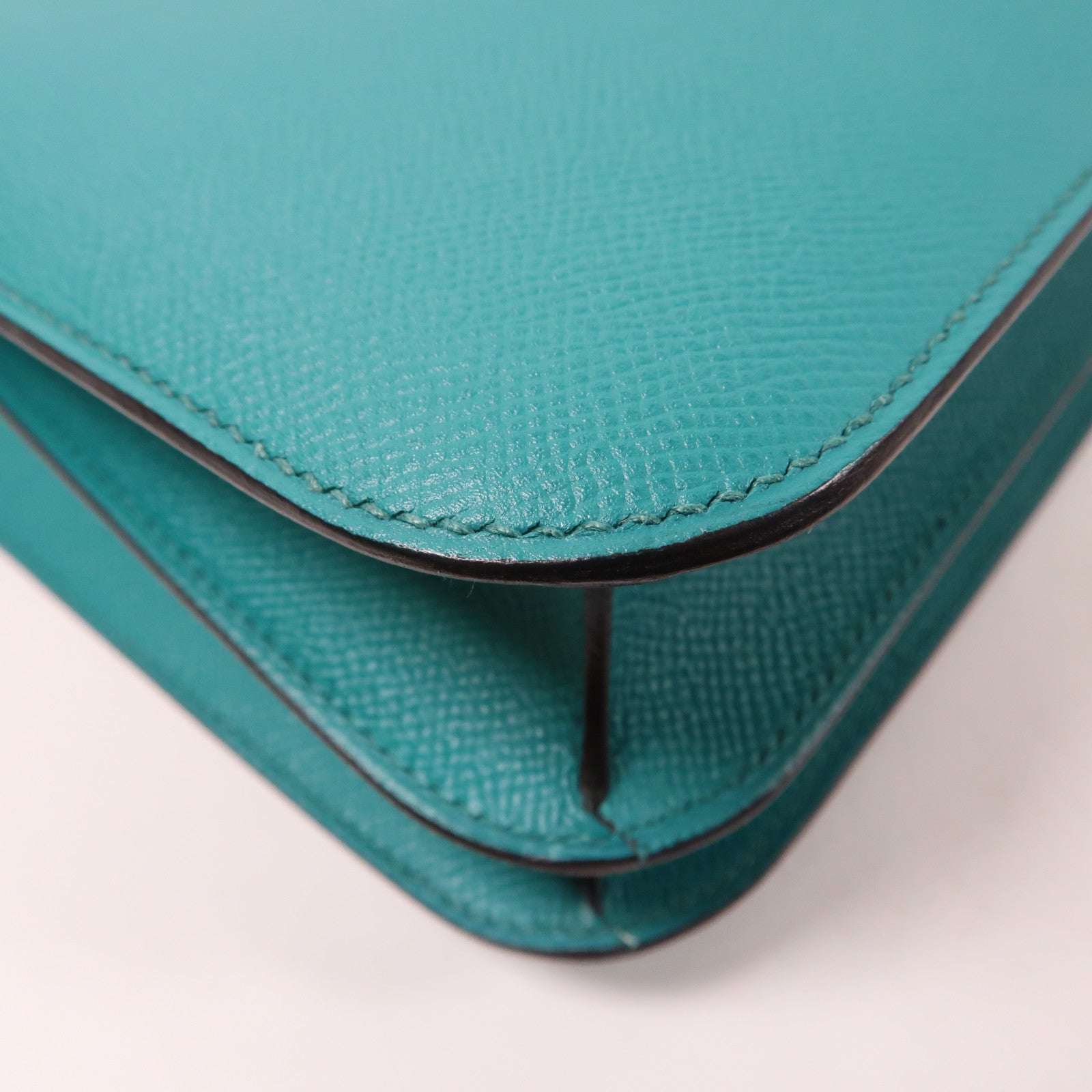 HERMES Epsom皮革Constance 24銀扣肩背袋綠色