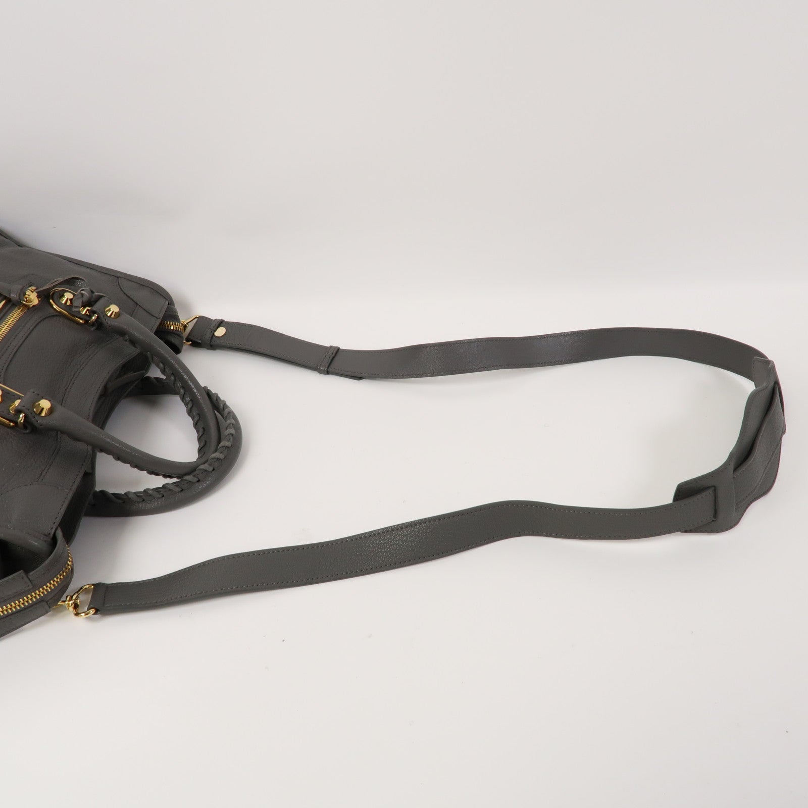 BALENCIAGA 牛皮皮革Classic City Bag金扣手挽肩背兩用袋灰色