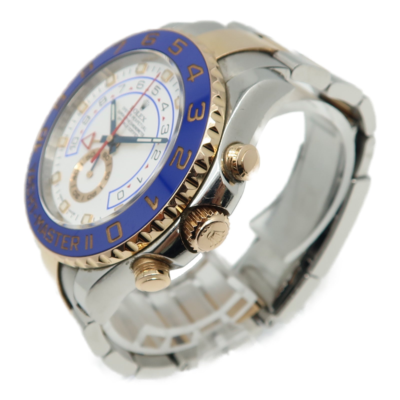 ROLEX 【激減優惠】18K玫瑰金Yacht Master II 44mm不鏽鋼手錶自動機芯白色/藍色