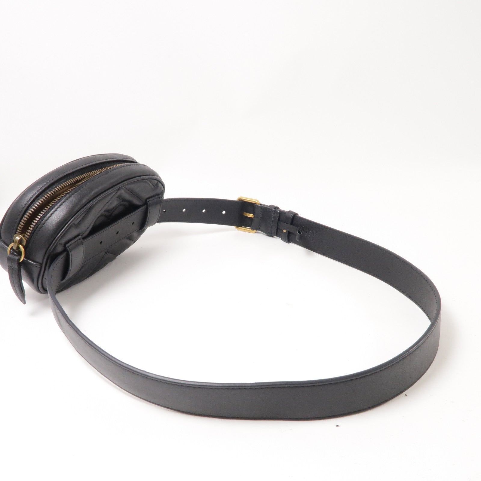 GUCCI 【激減優惠】牛皮皮革GG Marmont Belt Bag金扣腰包黑色