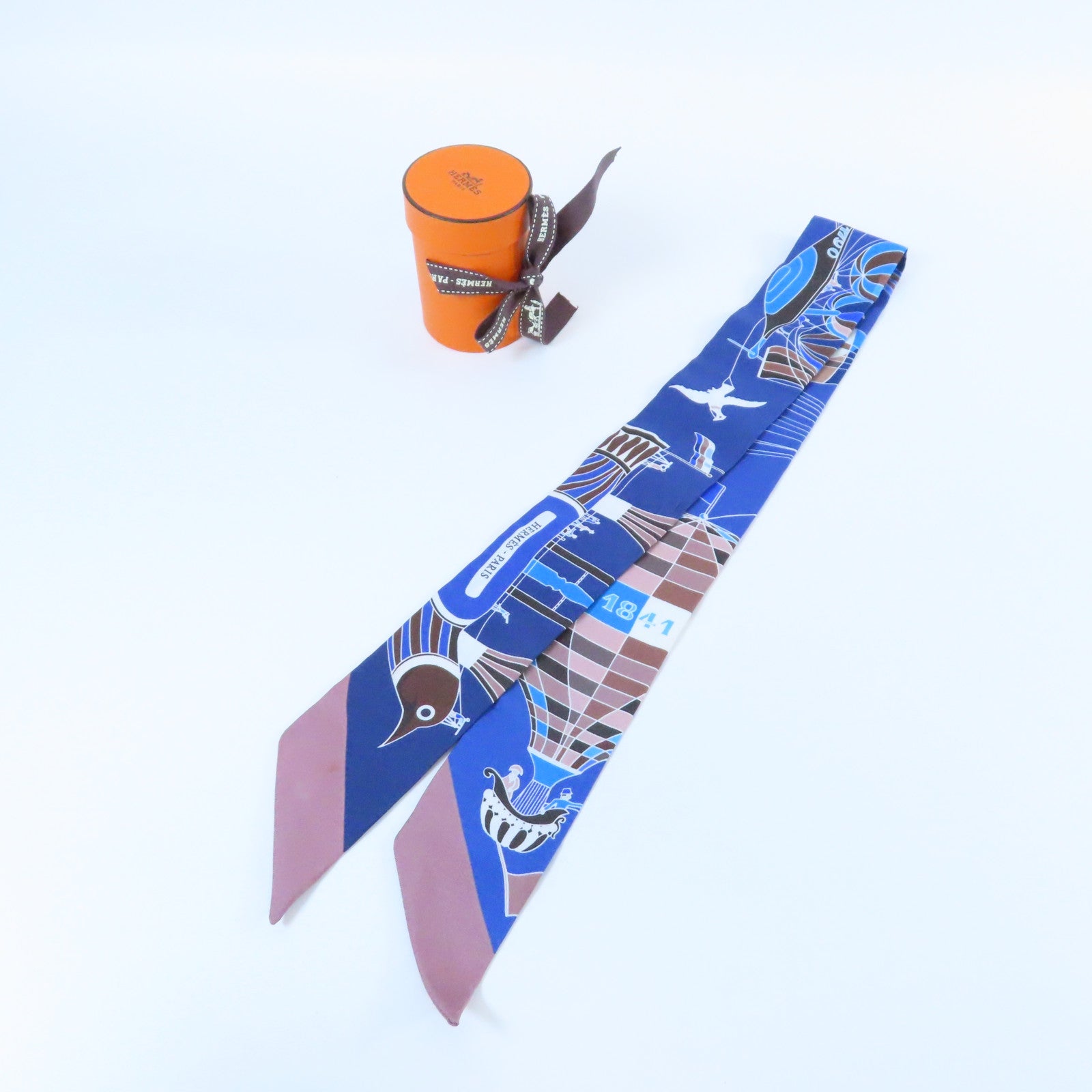 HERMES 【激減優惠】絲質Twilly Scarf絲巾藍色