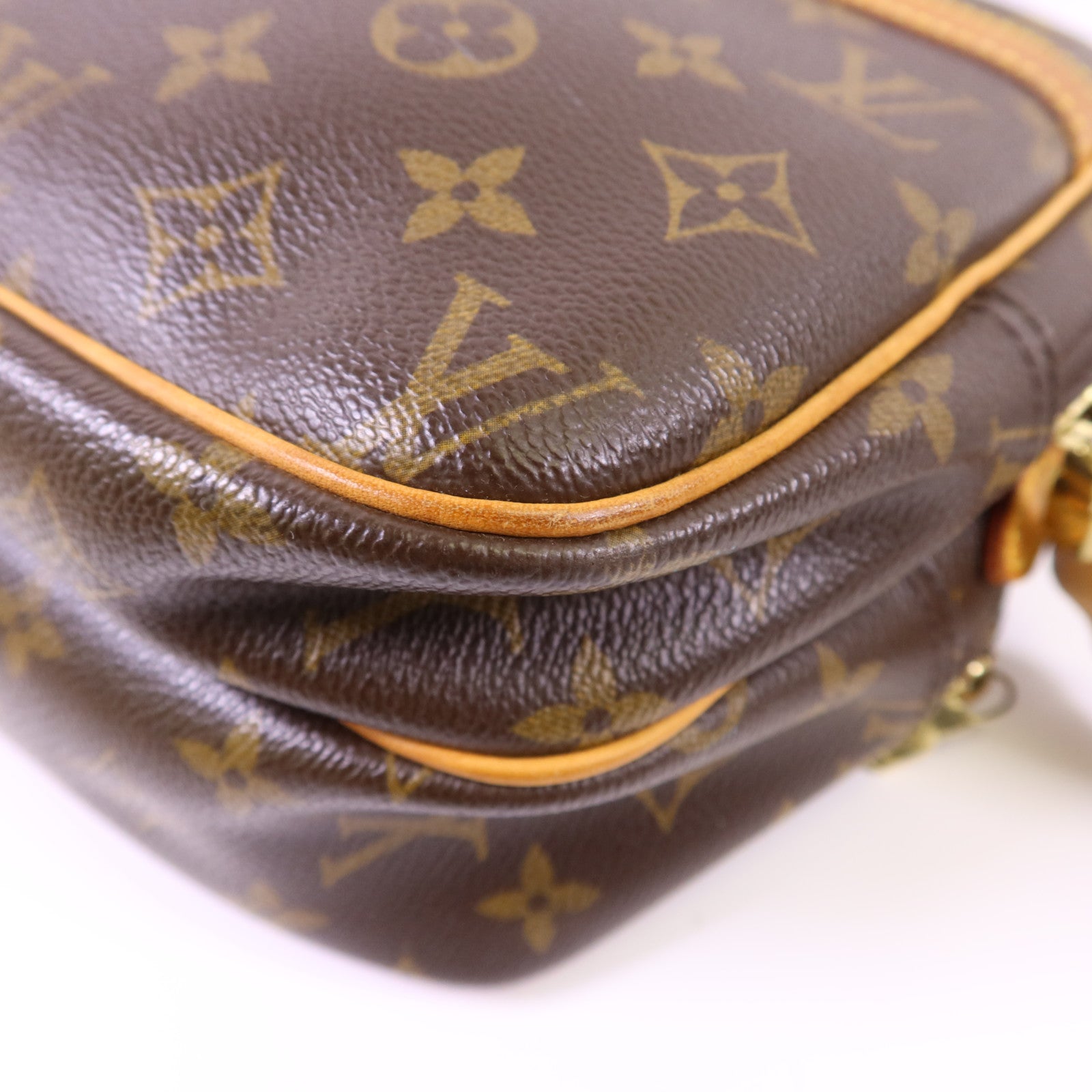 LOUIS VUITTON Monogram Reporter PM金扣肩背袋棕色