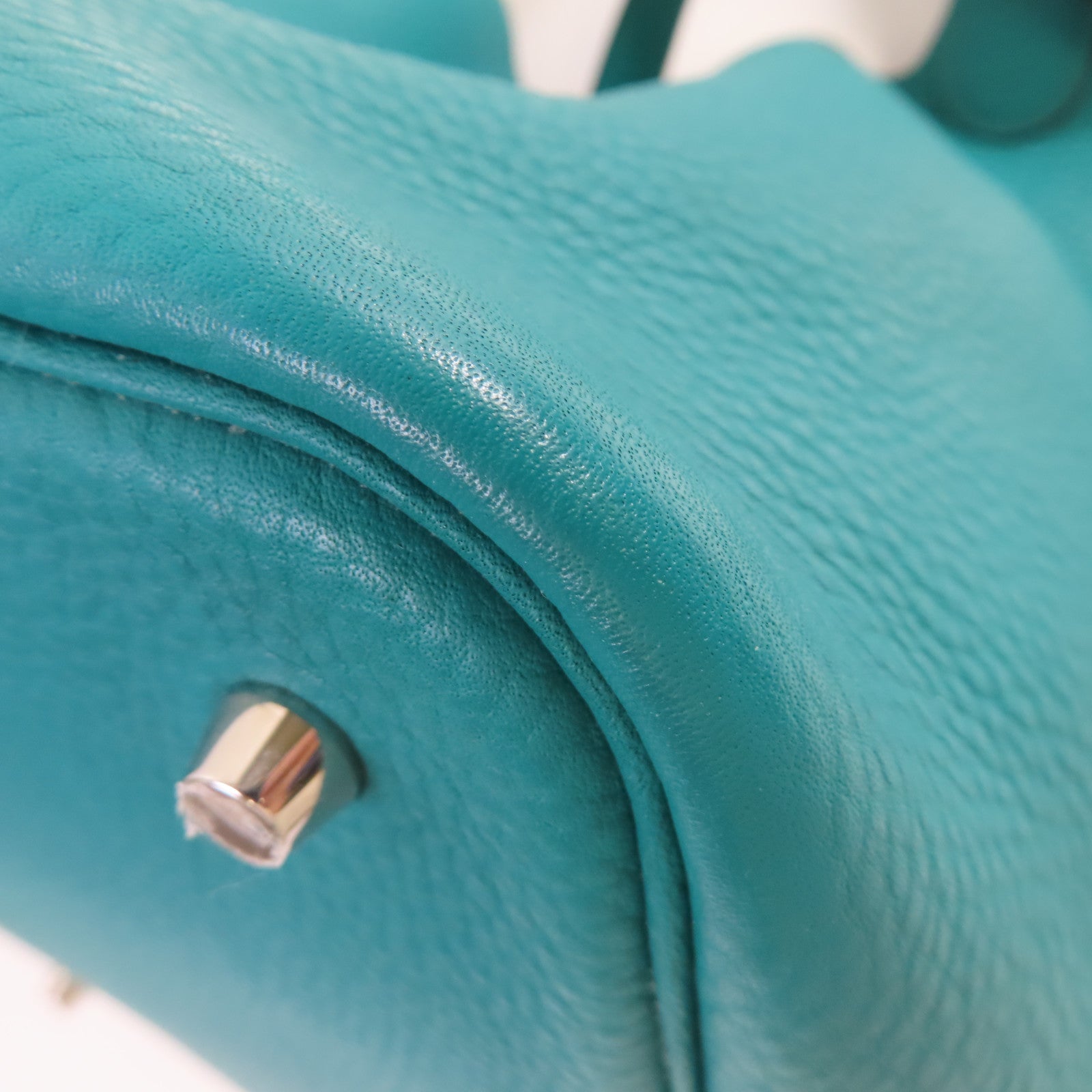 HERMES 【激減優惠】Clemence皮革Picotin MM Tote Bag銀扣手挽袋Bleu Paon孔雀藍色