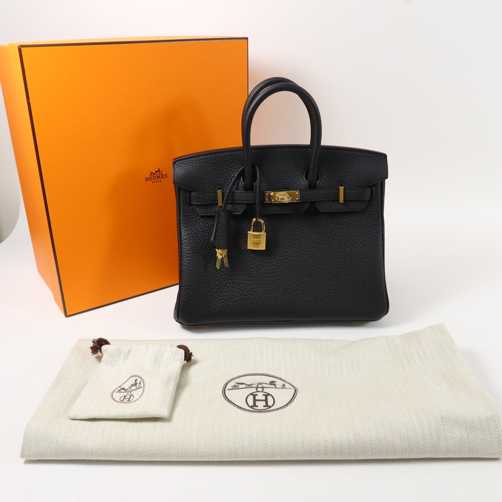 HERMES Togo皮革Birkin 25手挽袋Noir