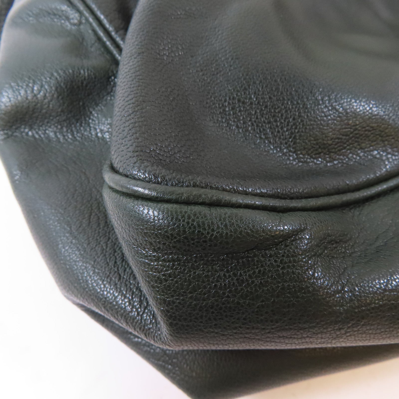 YVES SAINT LAURENT 【激減優惠】牛皮皮革Handbag金扣手挽袋深綠色