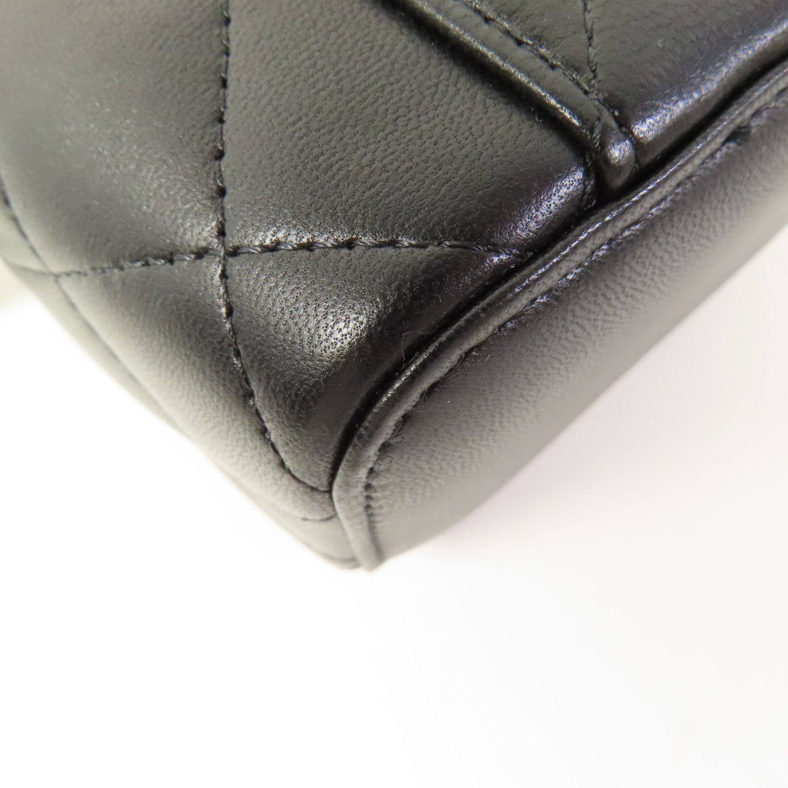 CHANEL CC GHW Mini Vanity Case Shoulder Bag Lambskin Leather Black