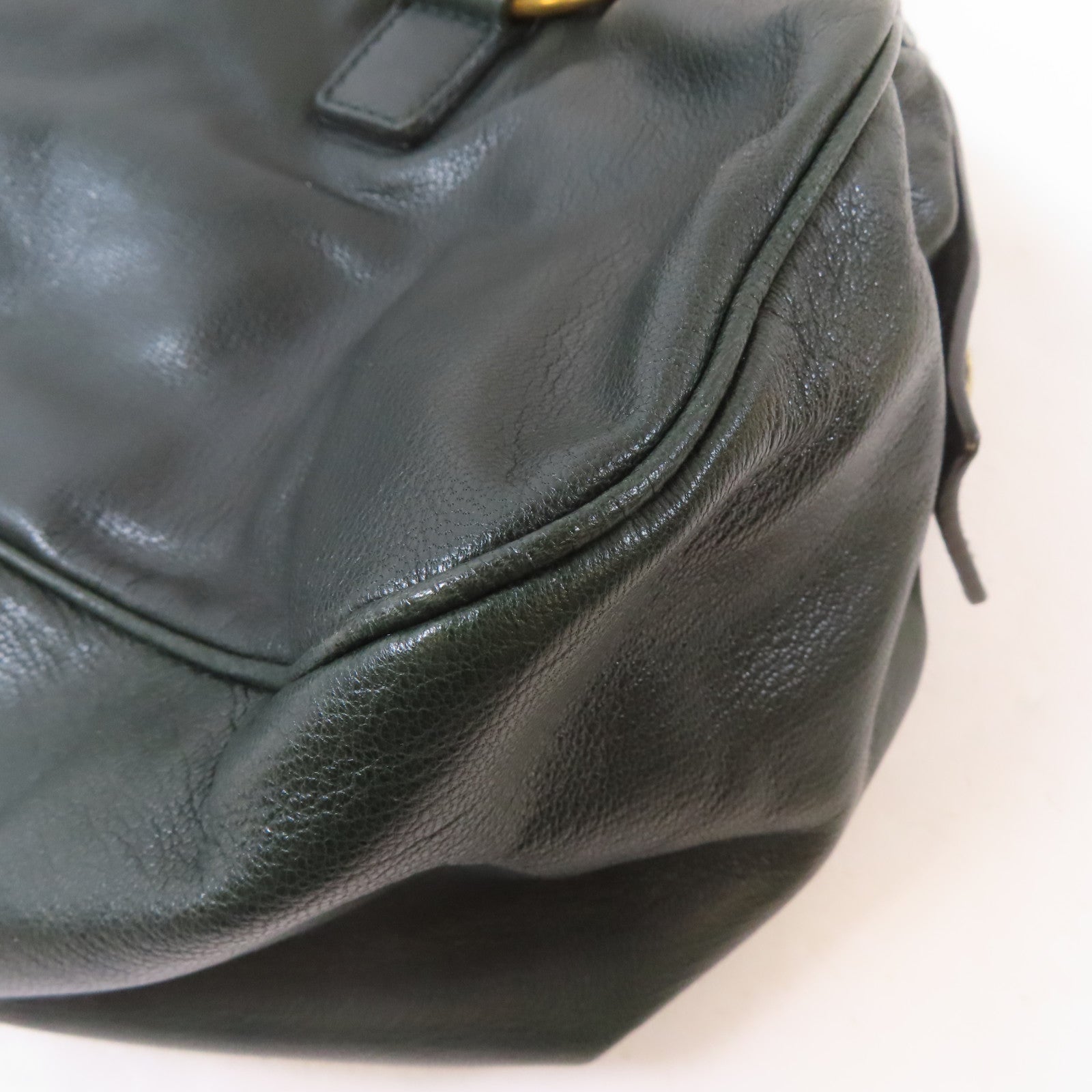 YVES SAINT LAURENT 【激減優惠】牛皮皮革Handbag金扣手挽袋深綠色