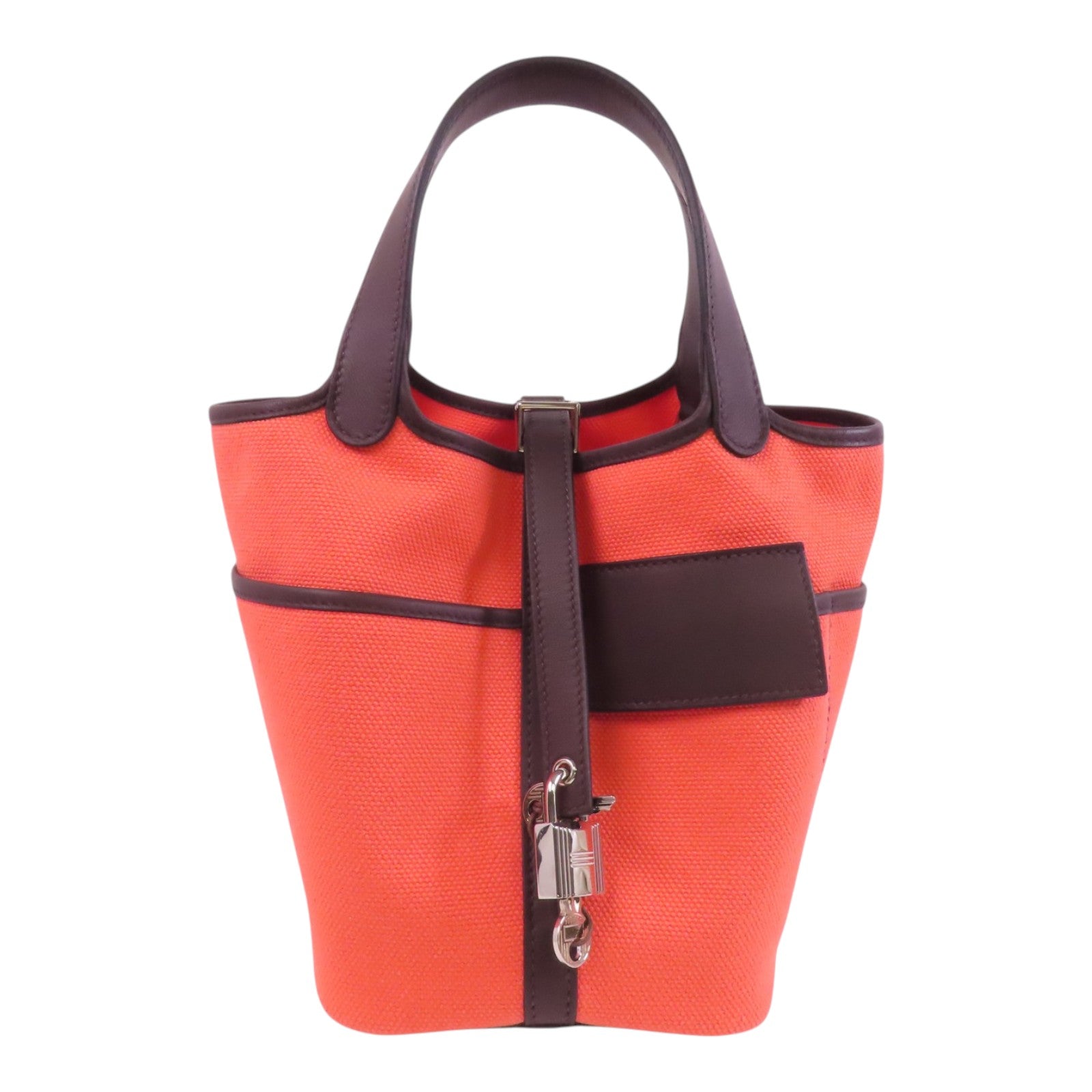 HERMES 帆布Picotin Cargo PM銀扣手挽袋