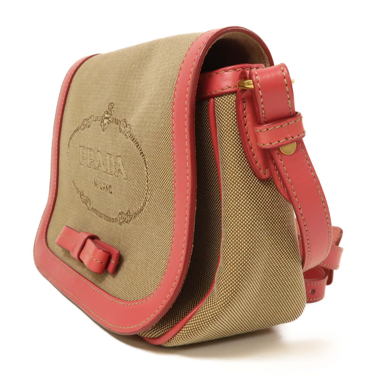 PRADA 帆布Corsaire Cloth Crossbody金扣肩背袋