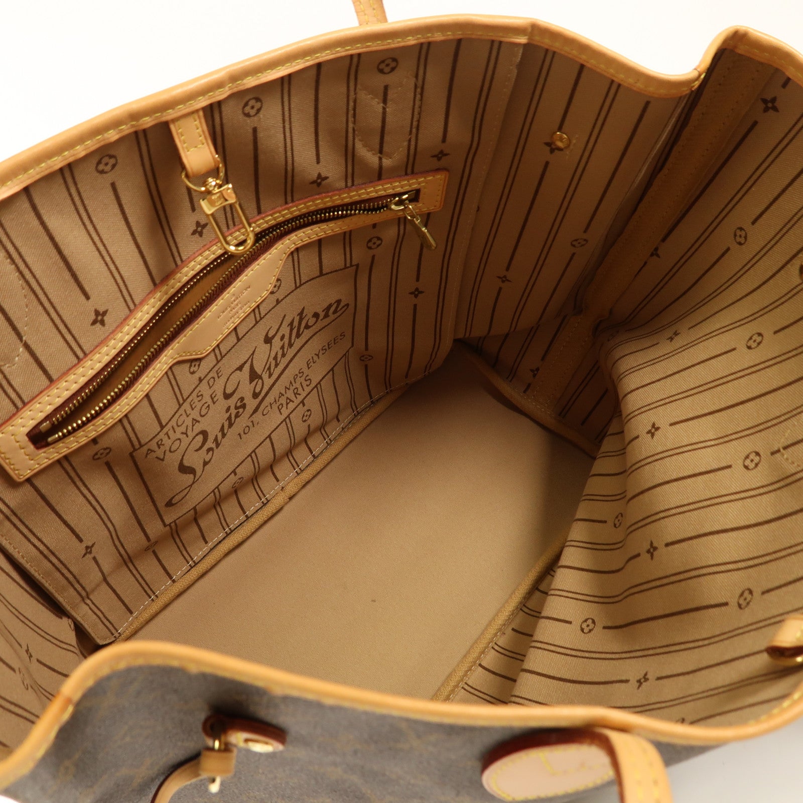 LOUIS VUITTON Monogram Neverfull MM金扣手挽袋