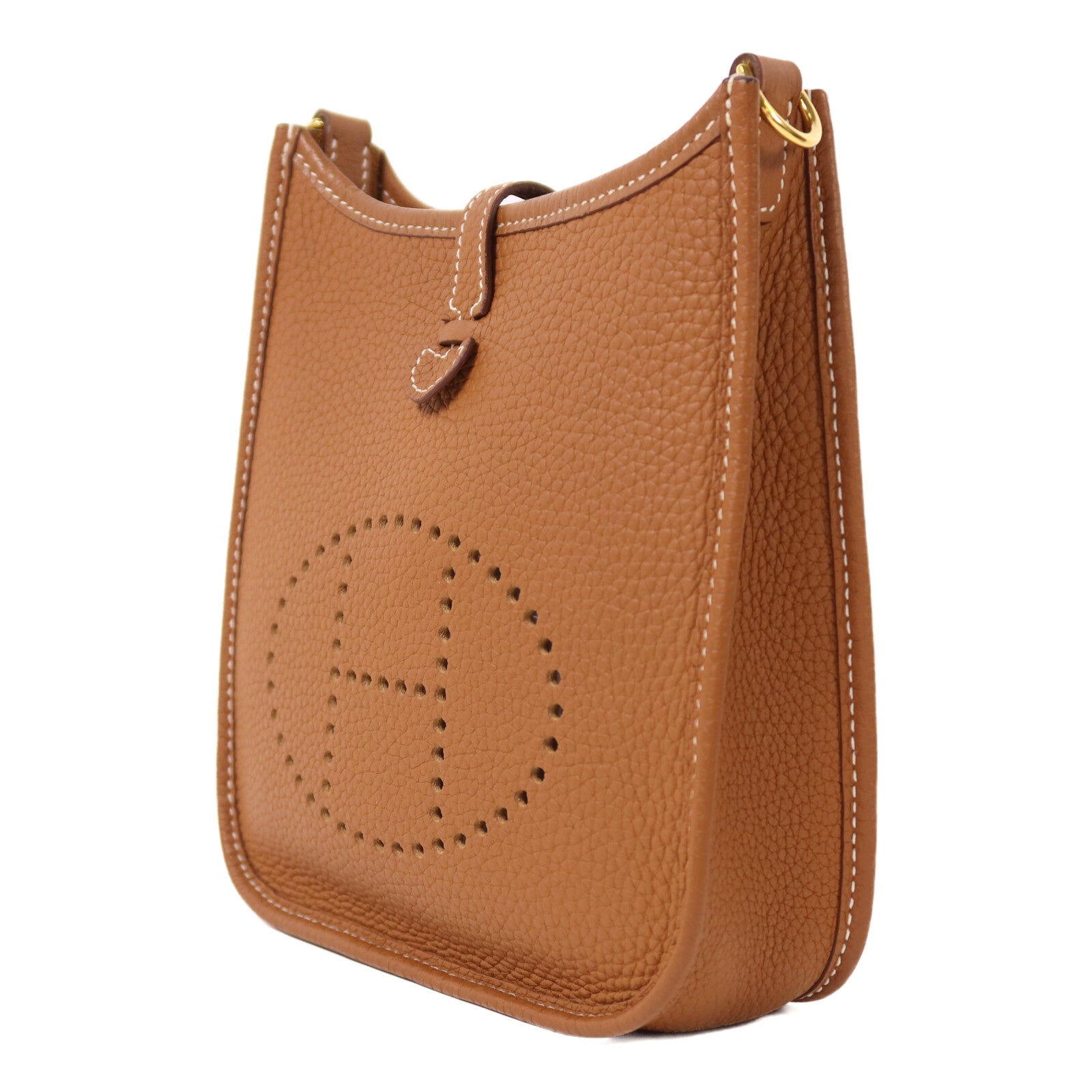 HERMES Clemence皮革Evelyne TPM金扣肩背袋Gold