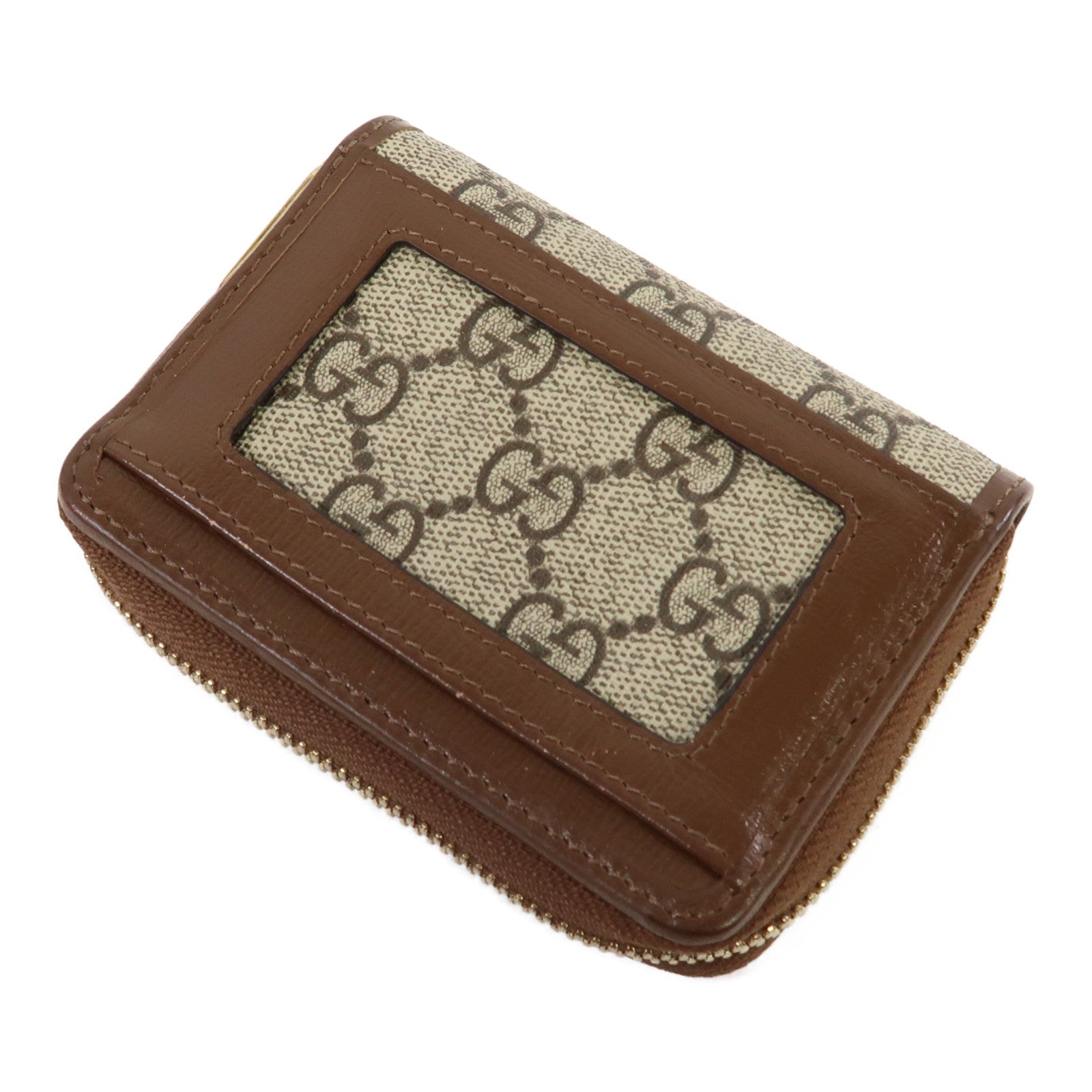 GUCCI 【激減優惠】塗層帆布Horsebit 1955 Card Case金扣卡片套啡色
