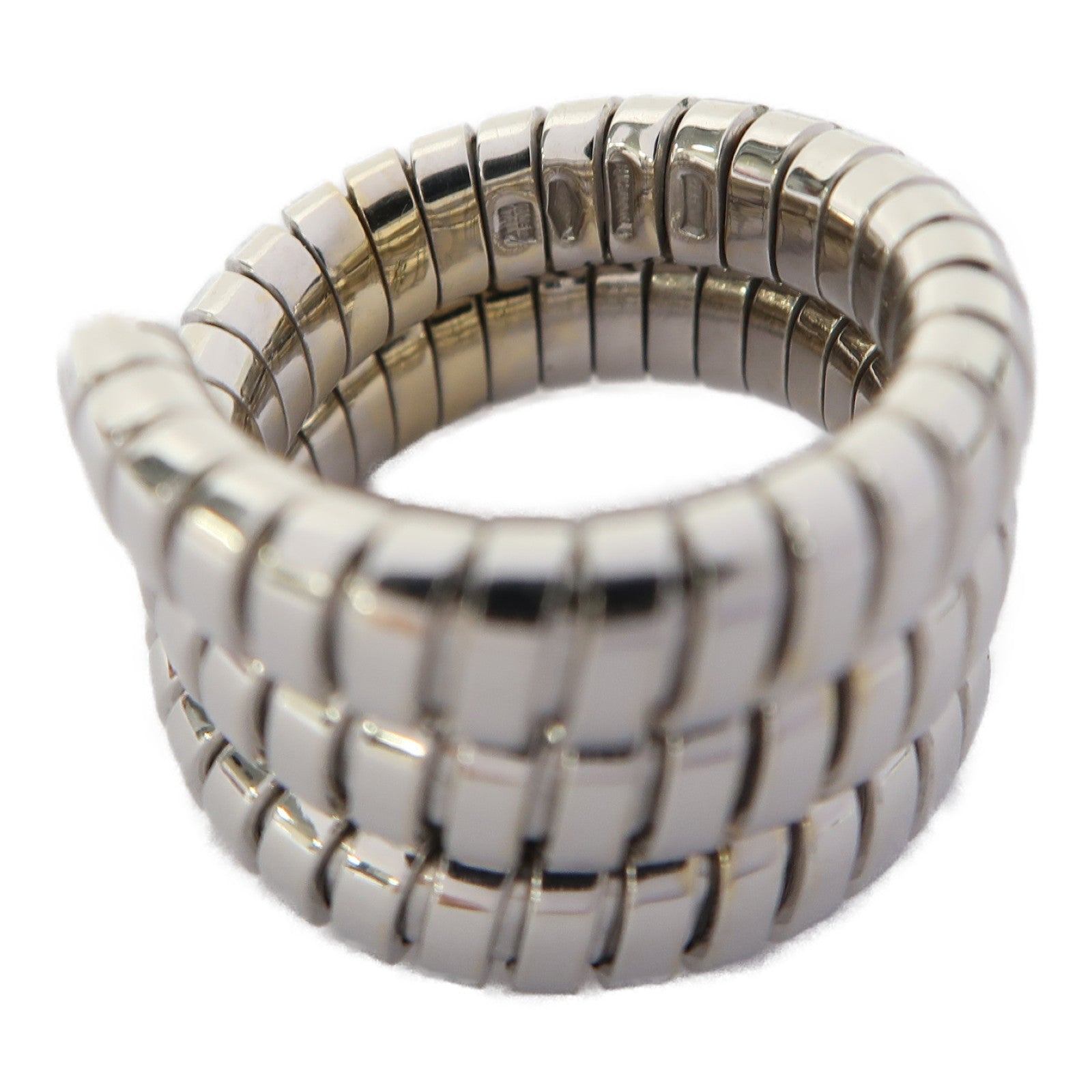 BVLGARI 18K白金Tubogas Ring戒指US#5.75