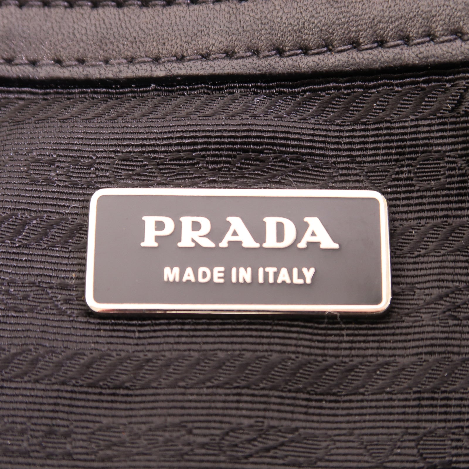 PRADA SHW Hand Bag Lambskin Leather Black