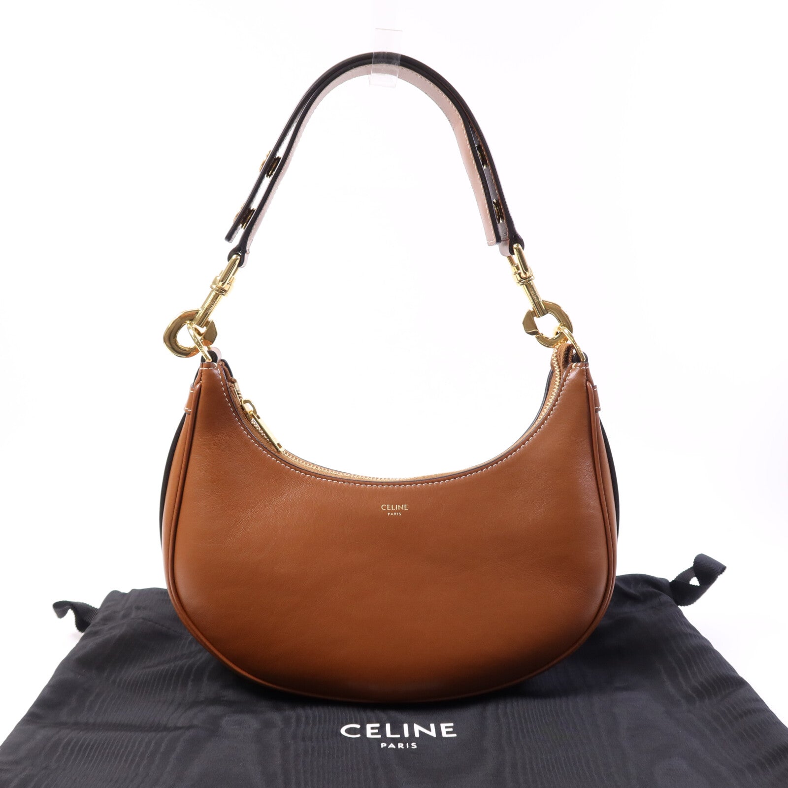 CELINE 牛皮皮革Ava金扣肩背袋