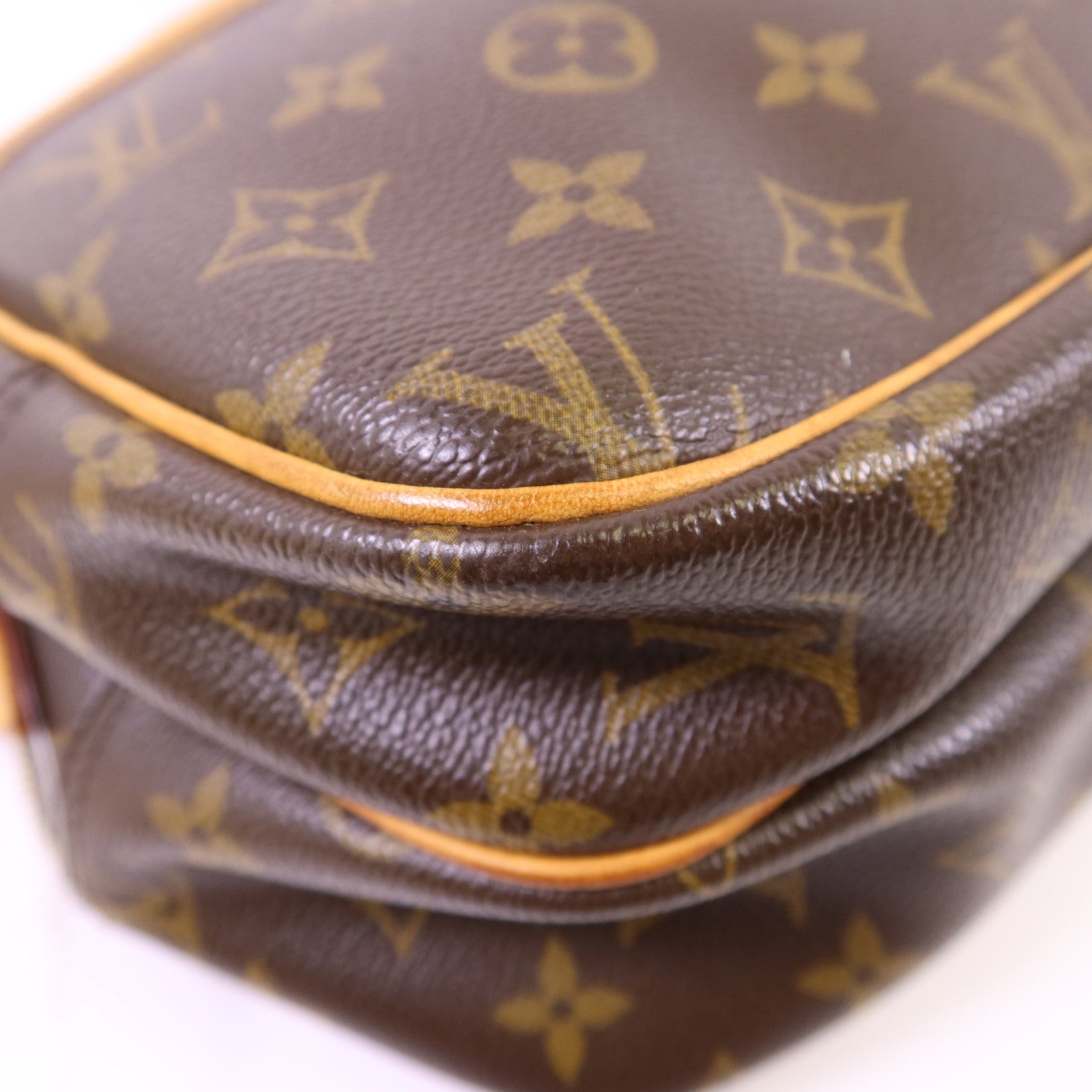 LOUIS VUITTON Monogram Reporter PM金扣肩背袋棕色