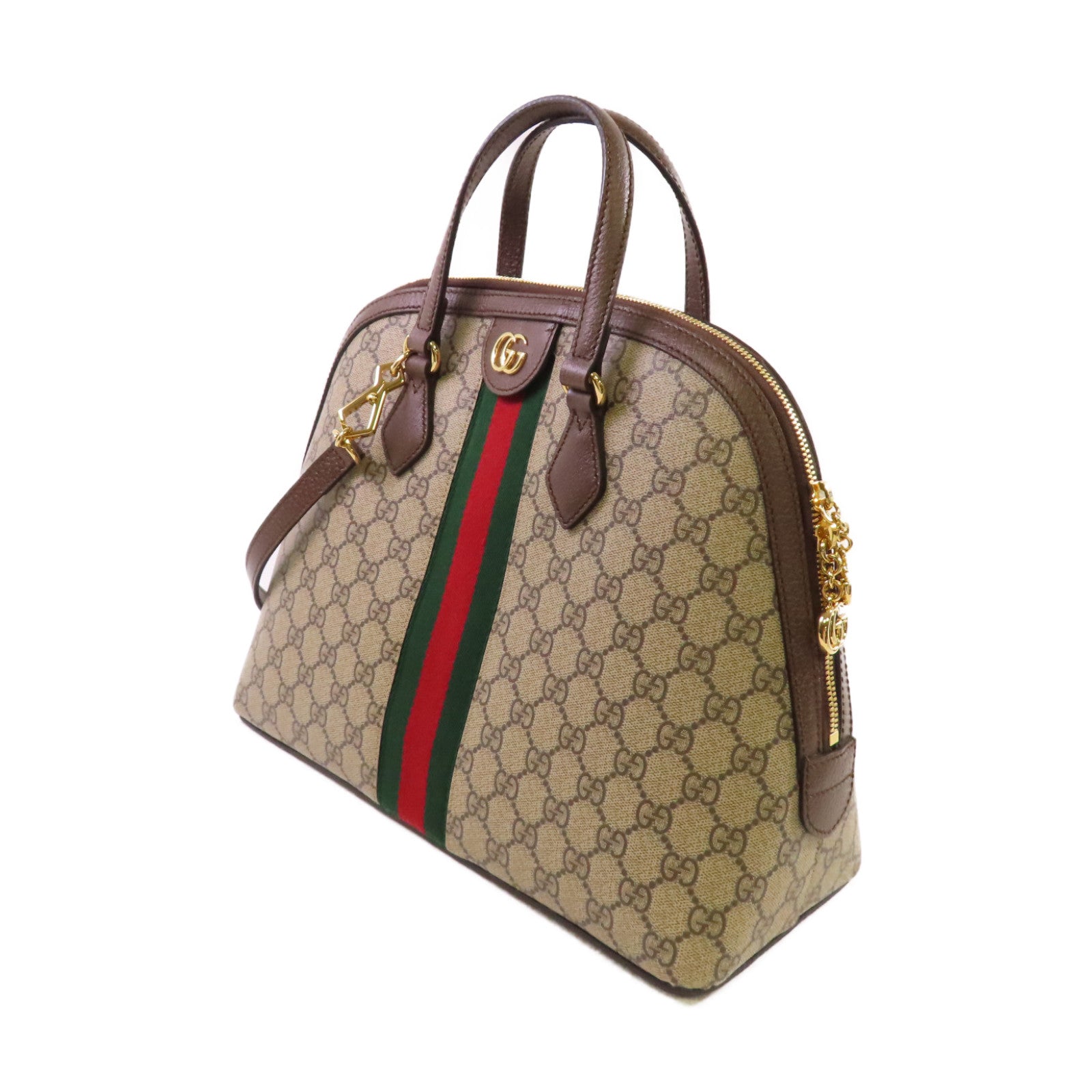 GUCCI 塗層帆布Ophidia GG 2Way Shoulder Bag金扣手挽肩背兩用袋啡色