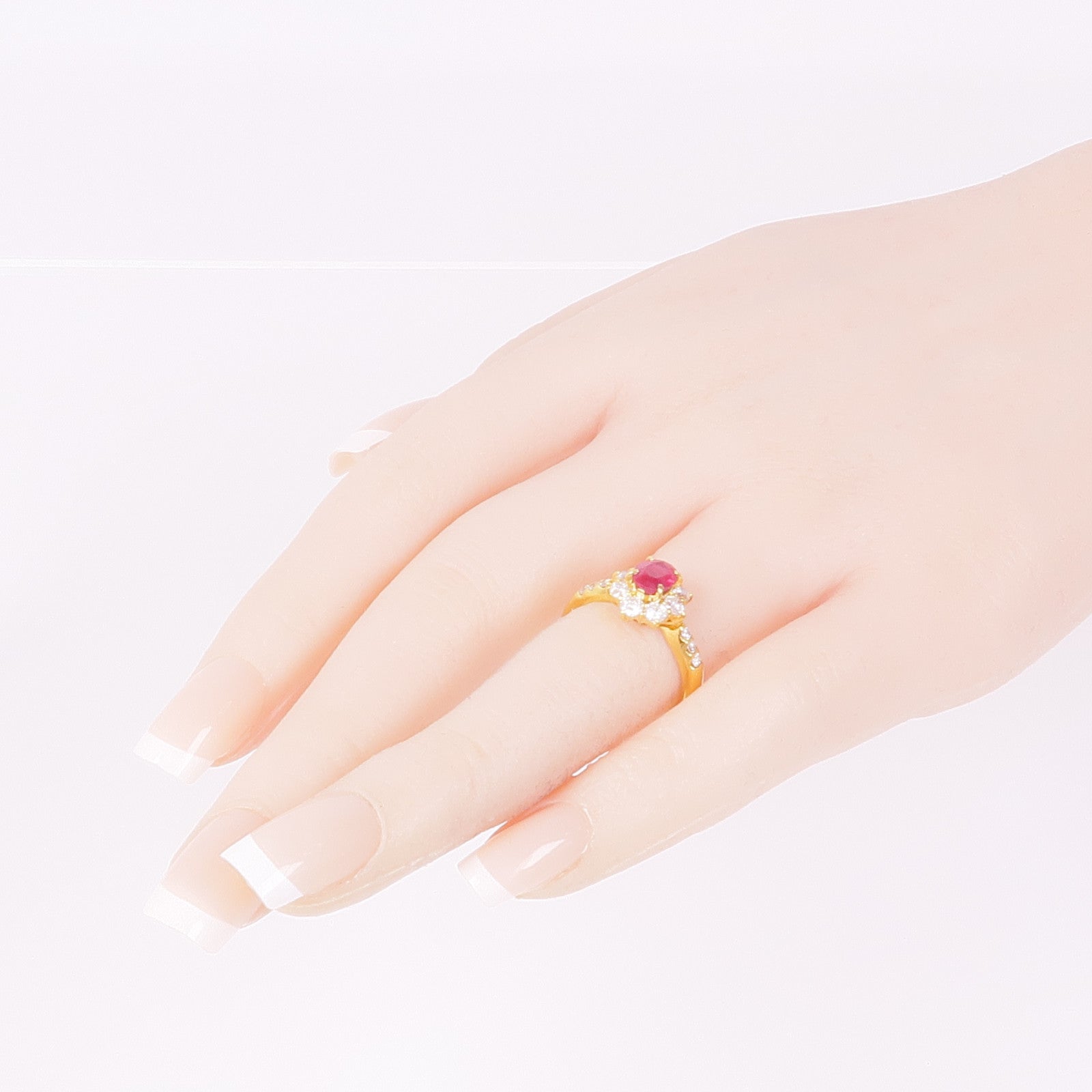 JEWELRY 18K黃金Ruby Diamond Ring紅寶石/鑽石戒指US#6.25