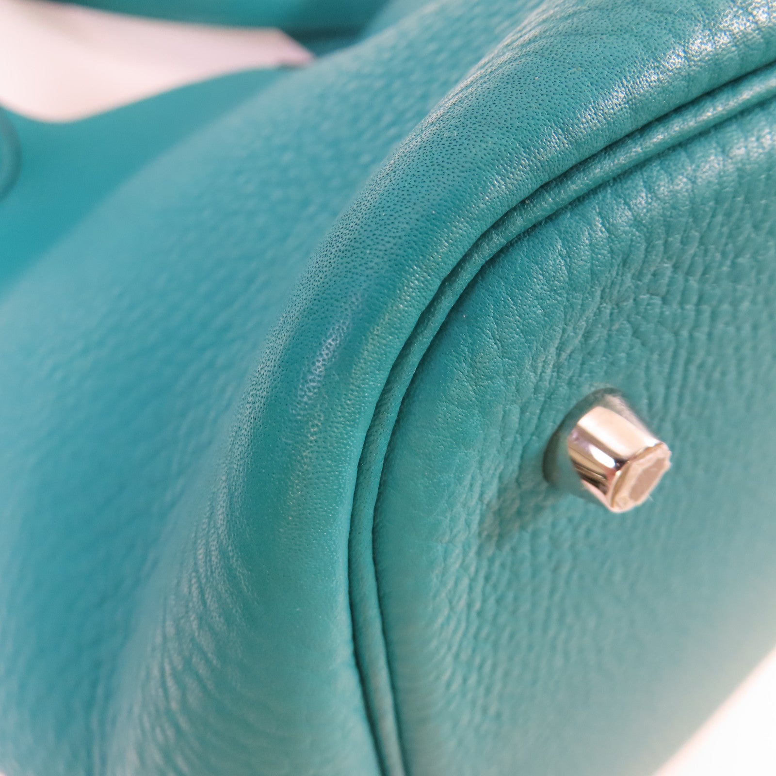 HERMES 【激減優惠】Clemence皮革Picotin MM Tote Bag銀扣手挽袋Bleu Paon孔雀藍色