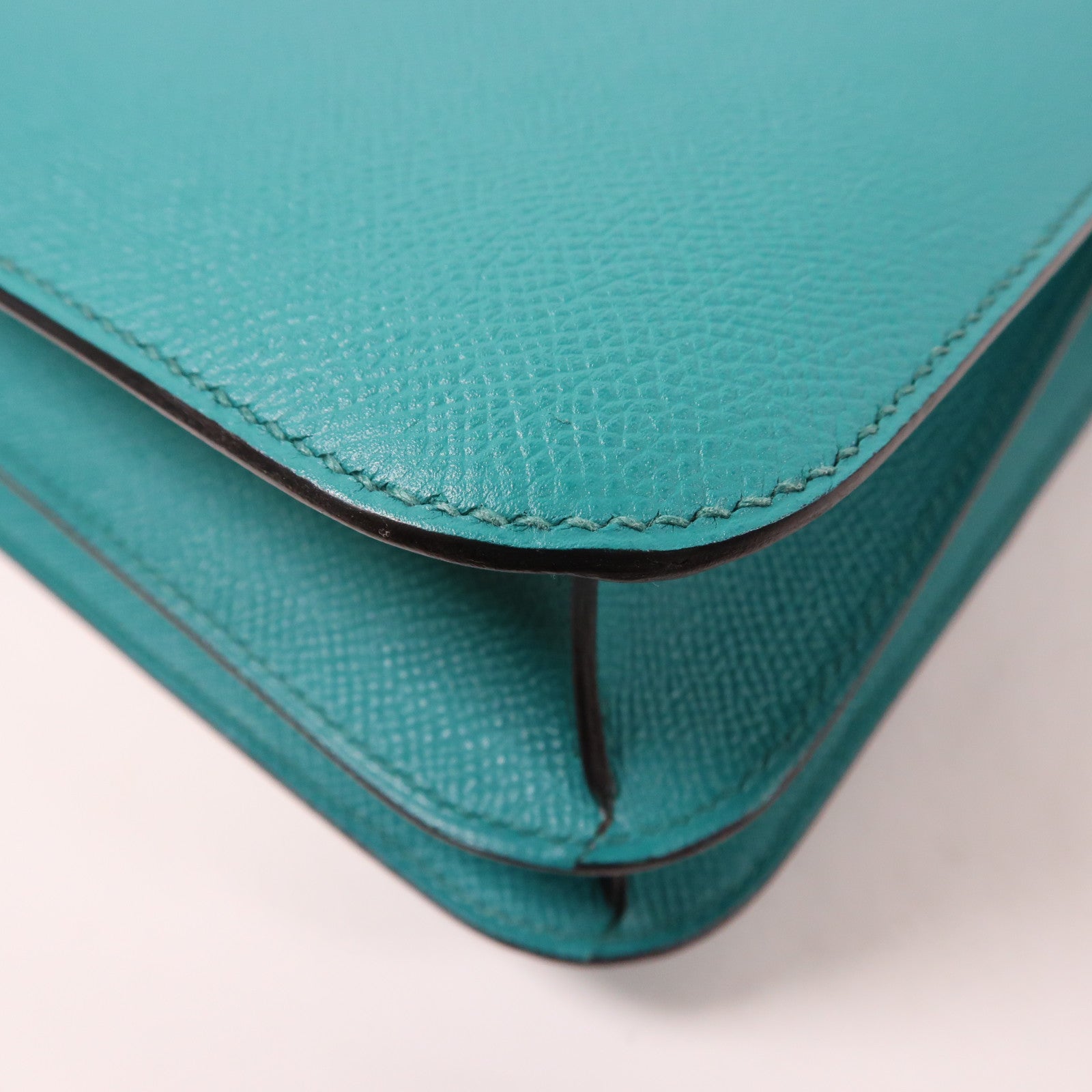 HERMES Epsom皮革Constance 24銀扣肩背袋綠色